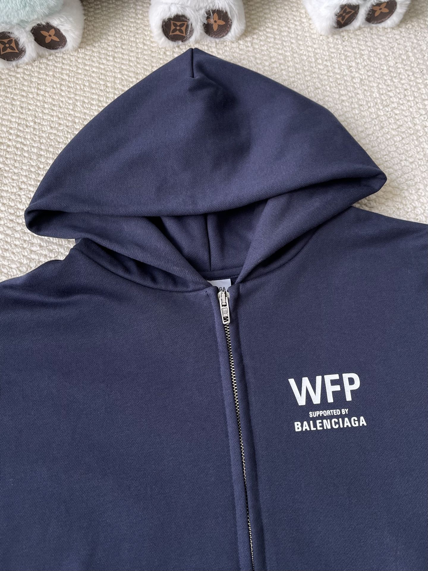 WFP Text-Back Zip Hoodie — product photograph
