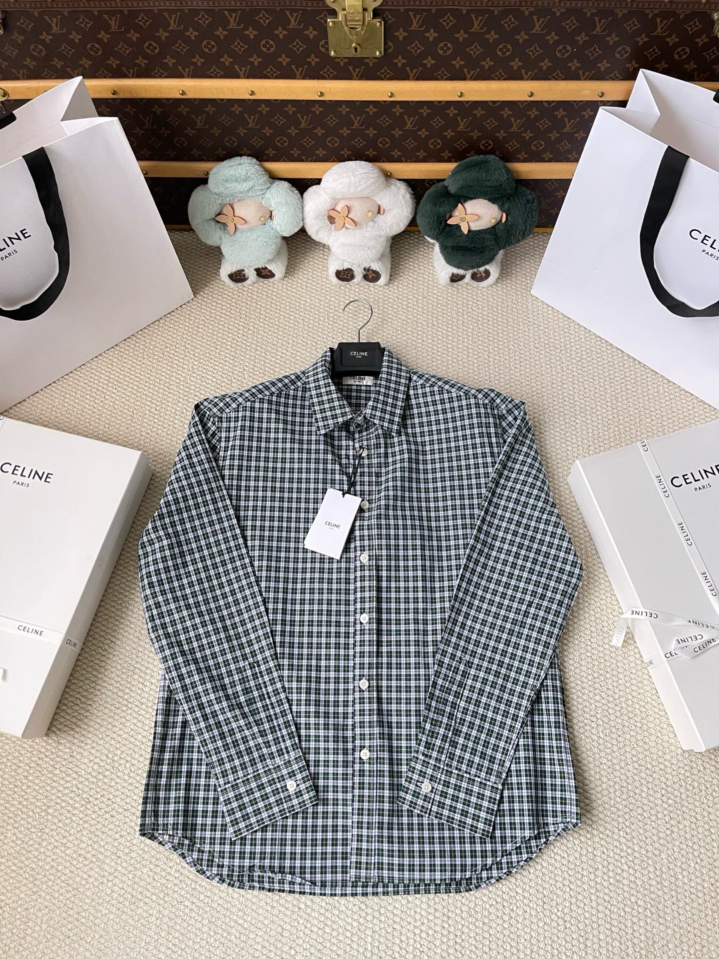 Green Micro-Check Shirt — product photograph