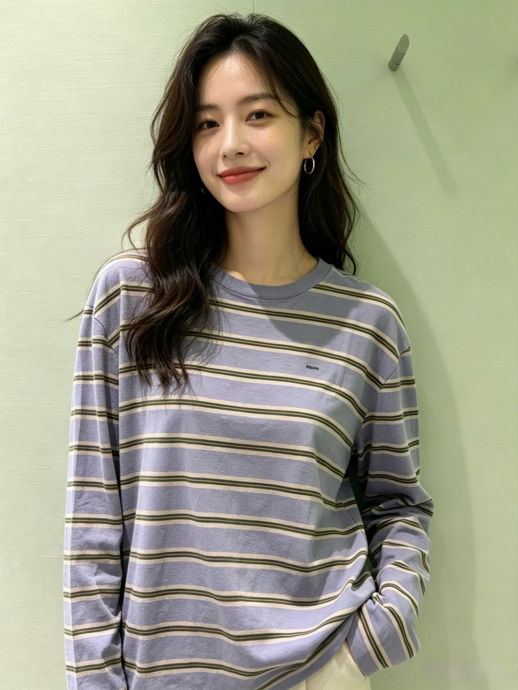 Fine-Stripe Long-Sleeve T-Shirt — product photograph