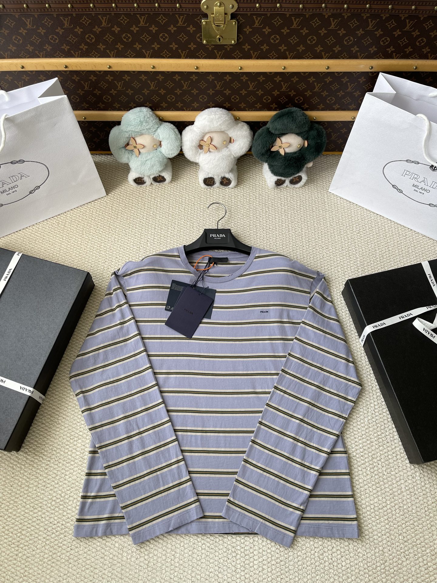 Fine-Stripe Long-Sleeve T-Shirt — product photograph