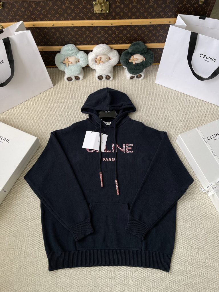 Pink-Wordmark Knit Hoodie — product photograph