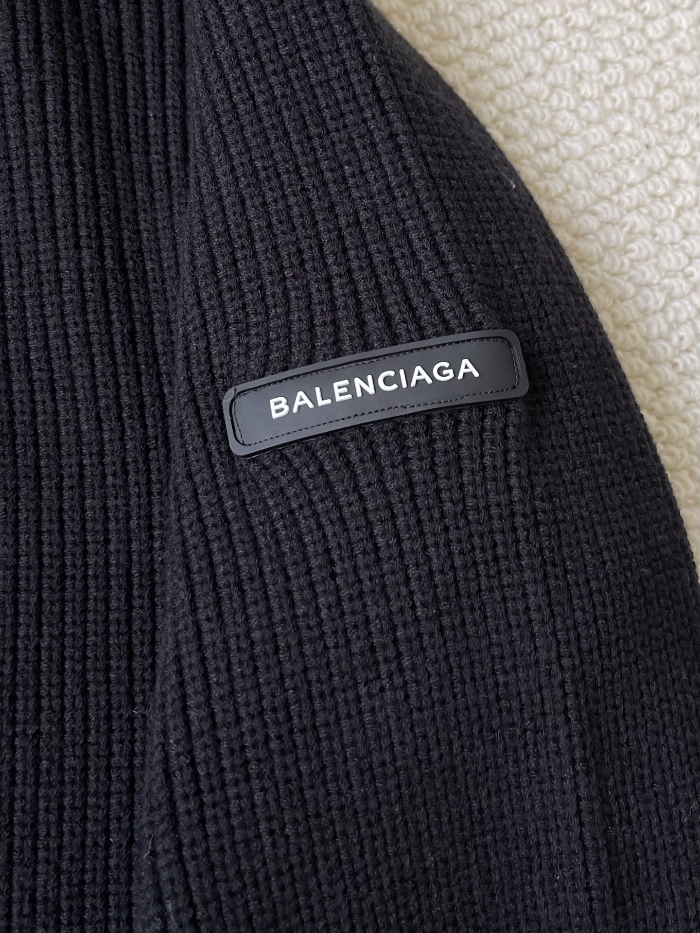 Sleeve-Label Ribbed Cardigan — product photograph