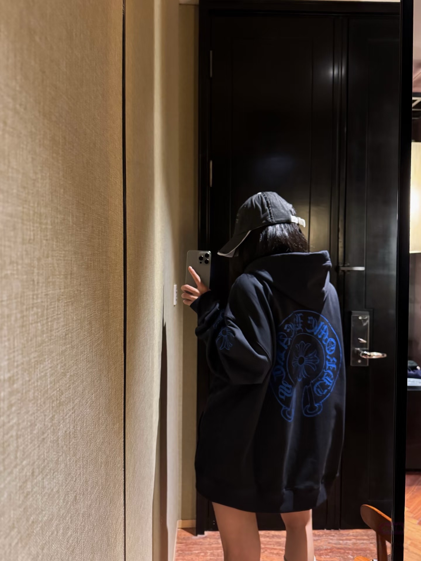 Blue-Floral Zip Hoodie — product photograph