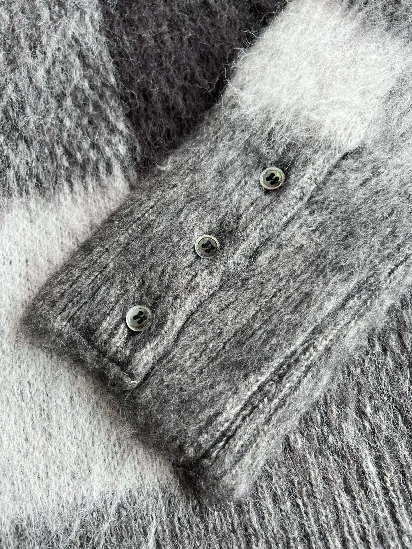 Brushed Check Crewneck Cardigan — product photograph