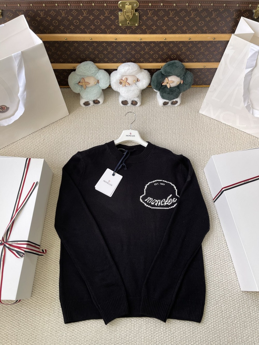 Outlined-Emblem Crewneck Sweater — product photograph