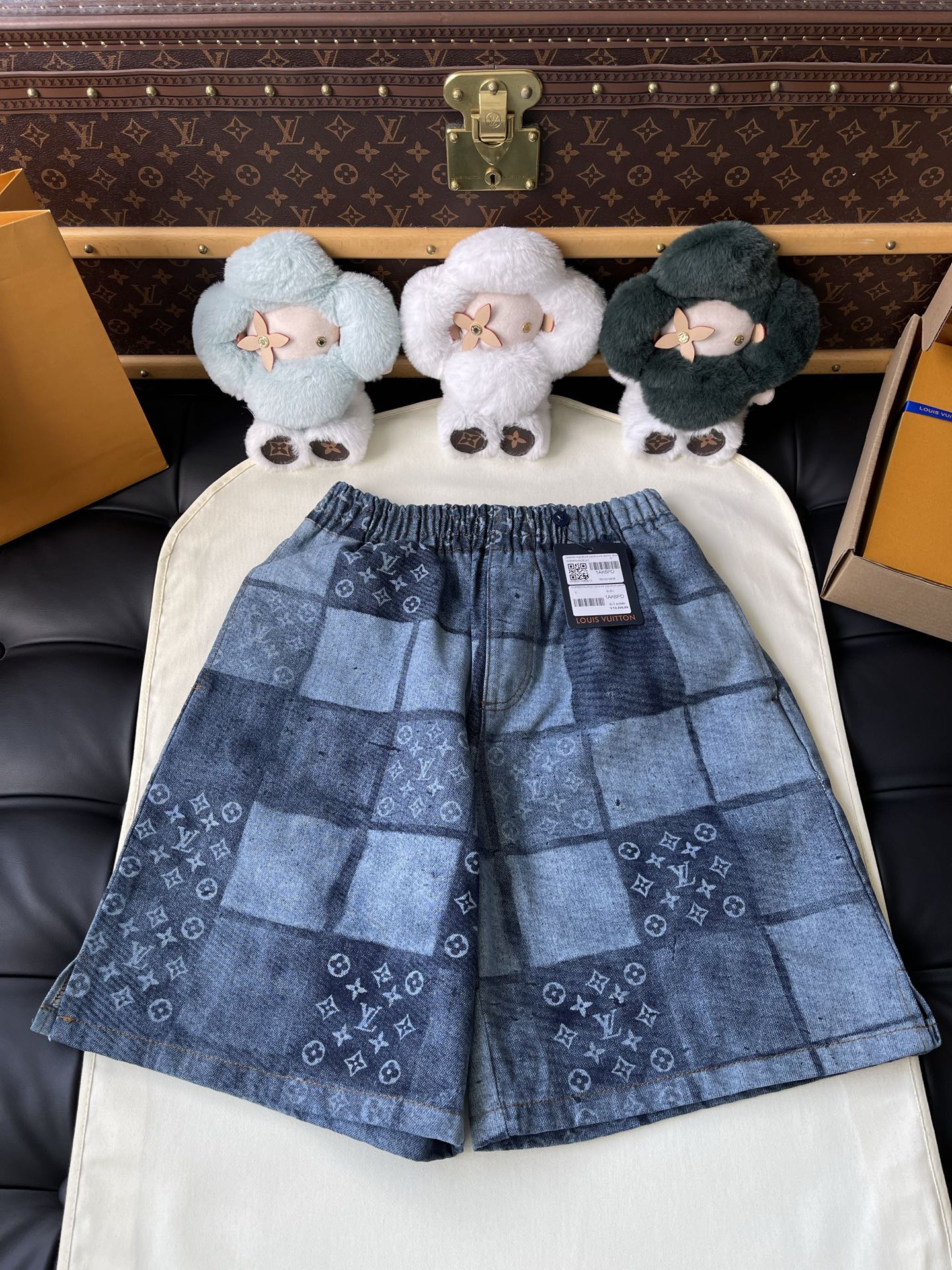 Patchwork Monogram Drawstring Shorts — product photograph