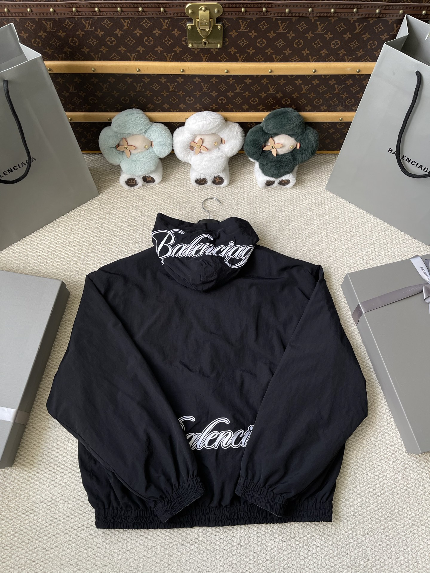 Paris-Script Hooded Windbreaker — product photograph