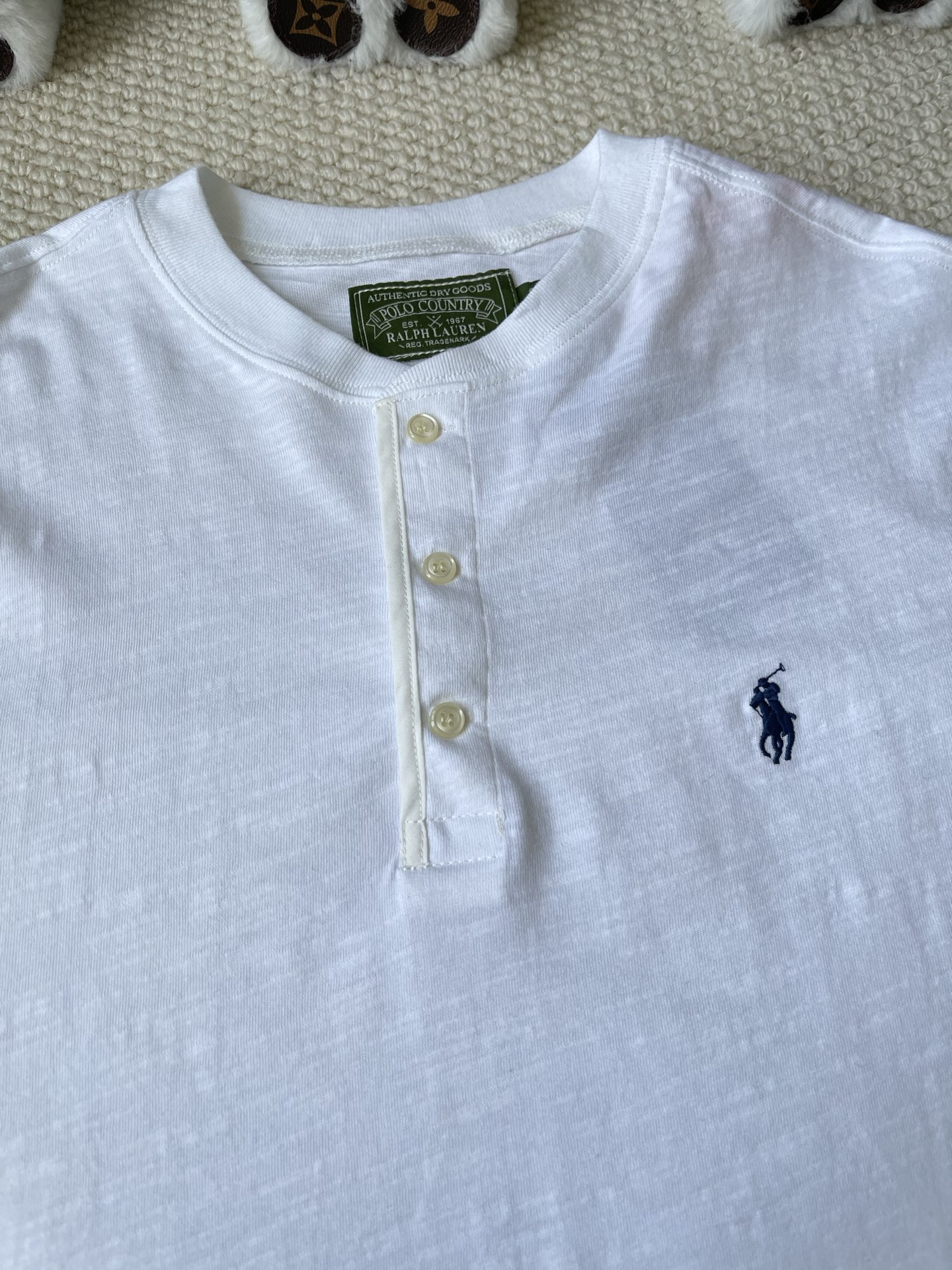 Pony-Embroidered Henley Top — product photograph