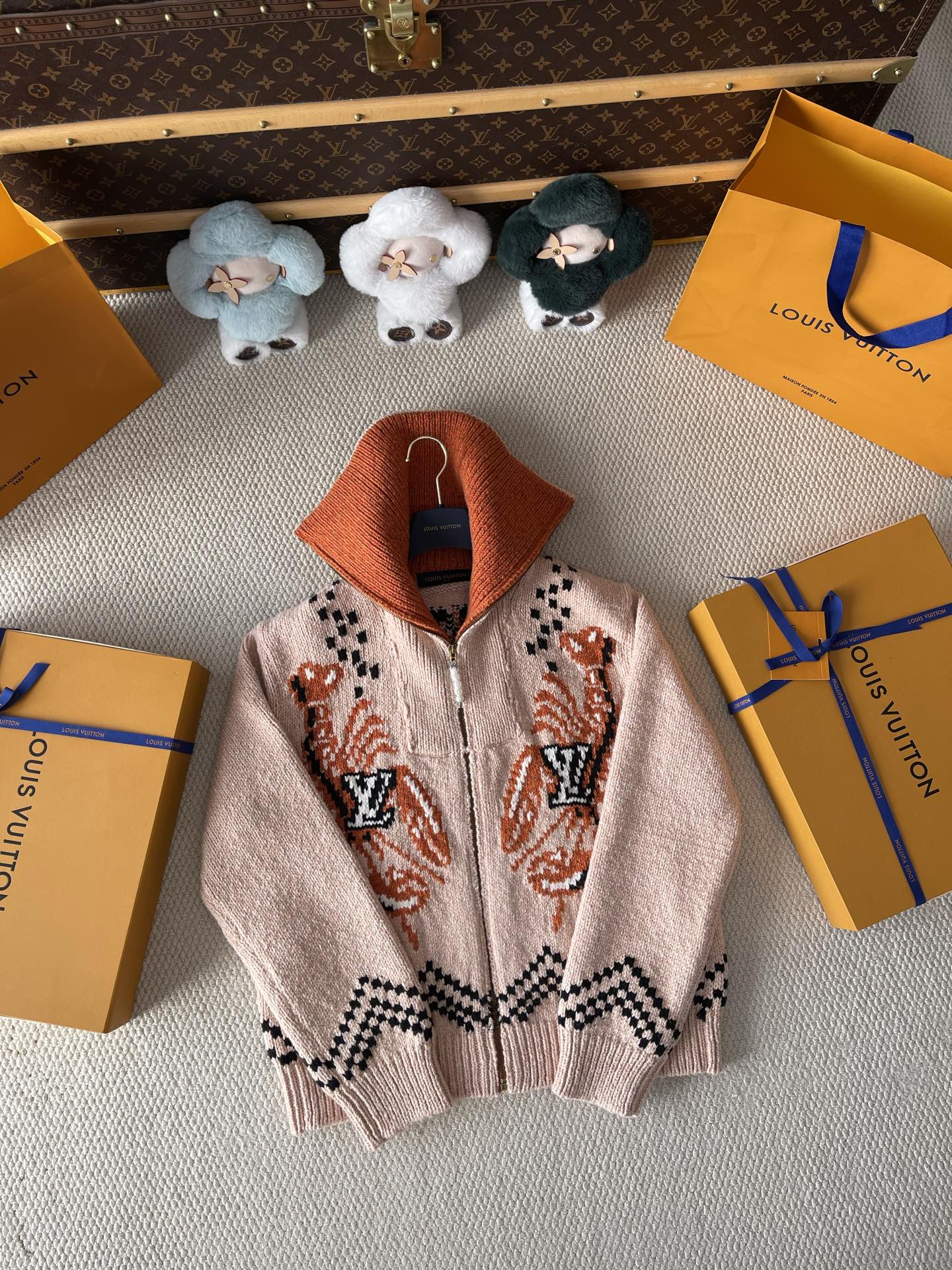 Tiger-Motif Zip Cardigan — product photograph