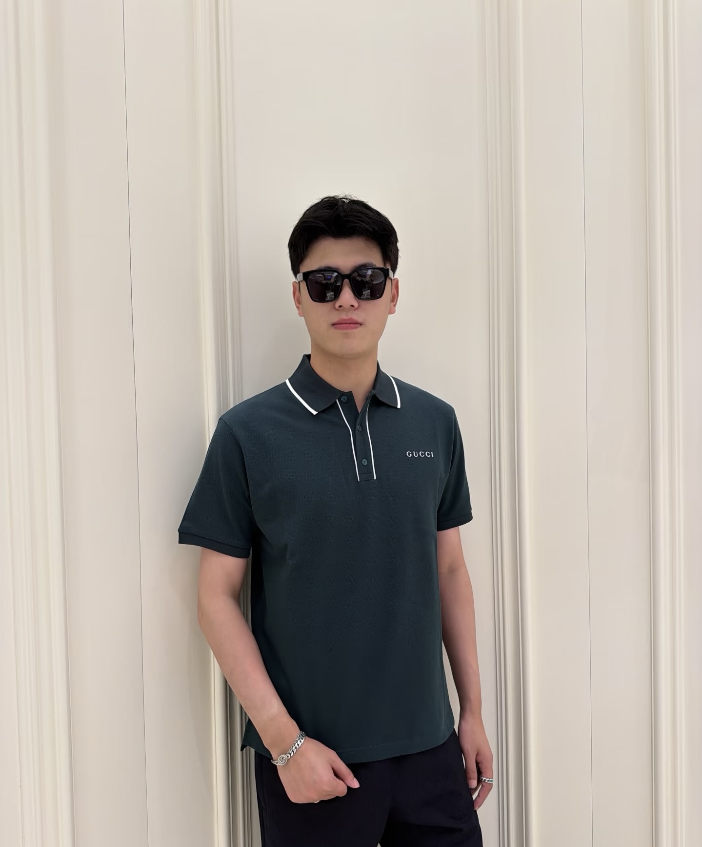 Contrast-Piped Short-Sleeve Polo — product photograph