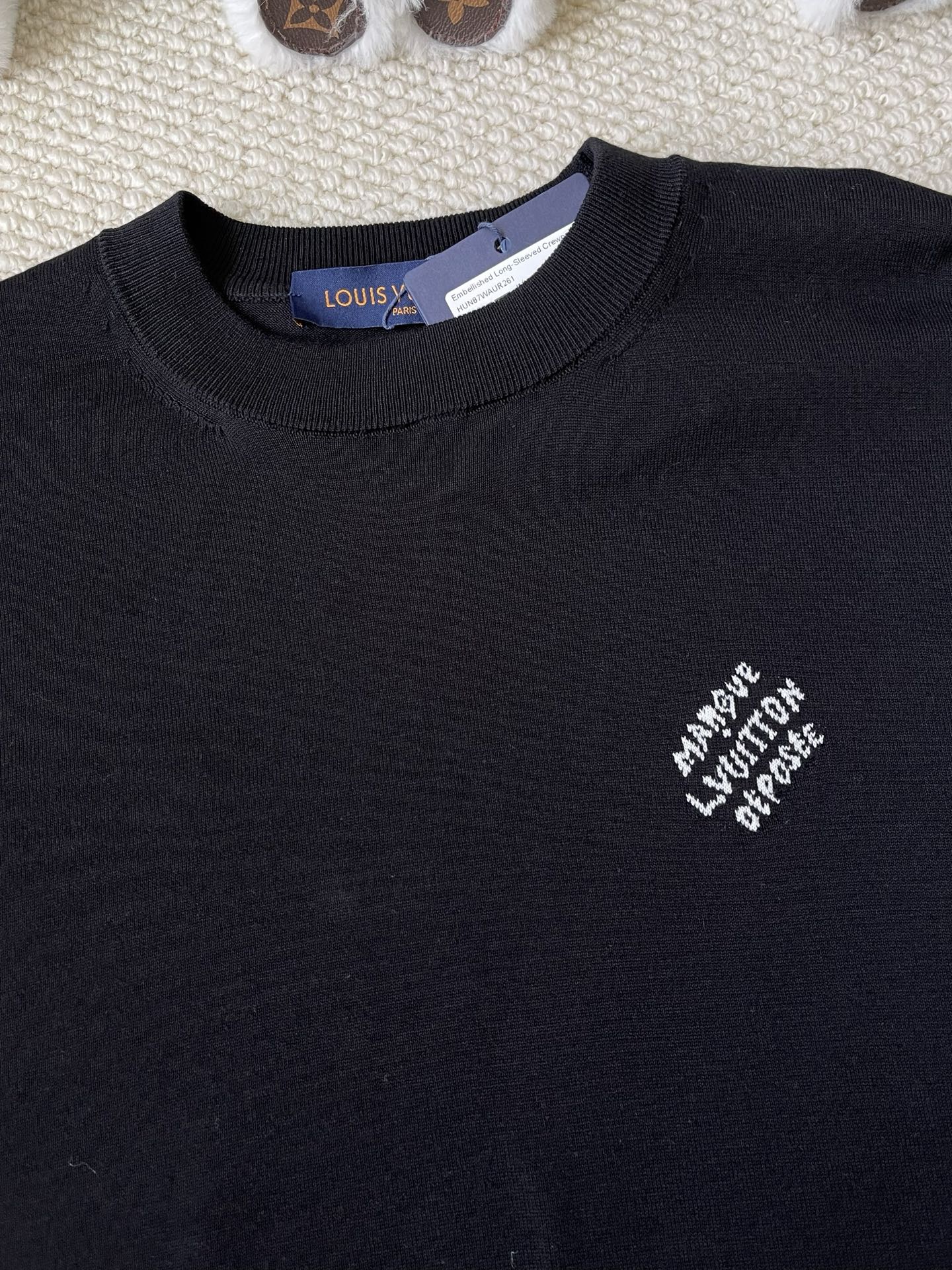 Monogram-Cuff Crewneck Sweater — product photograph