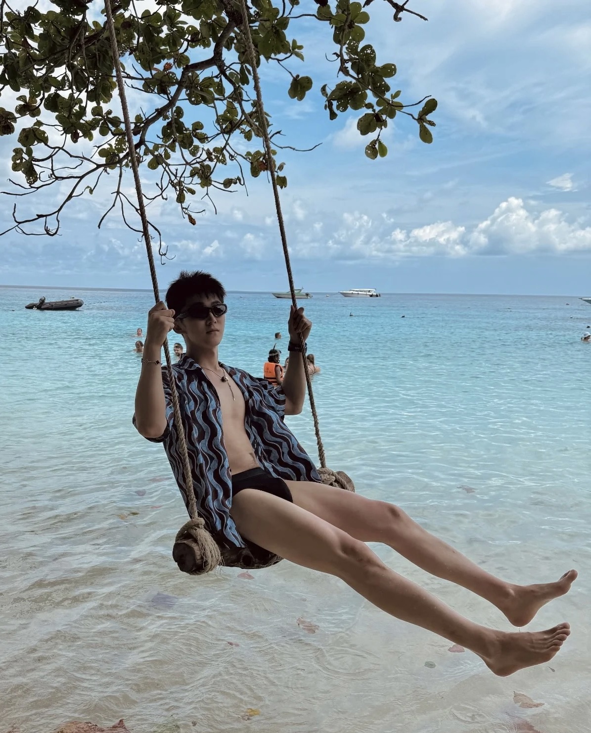 Wavy-Print Shirt and Shorts Separates — product photograph