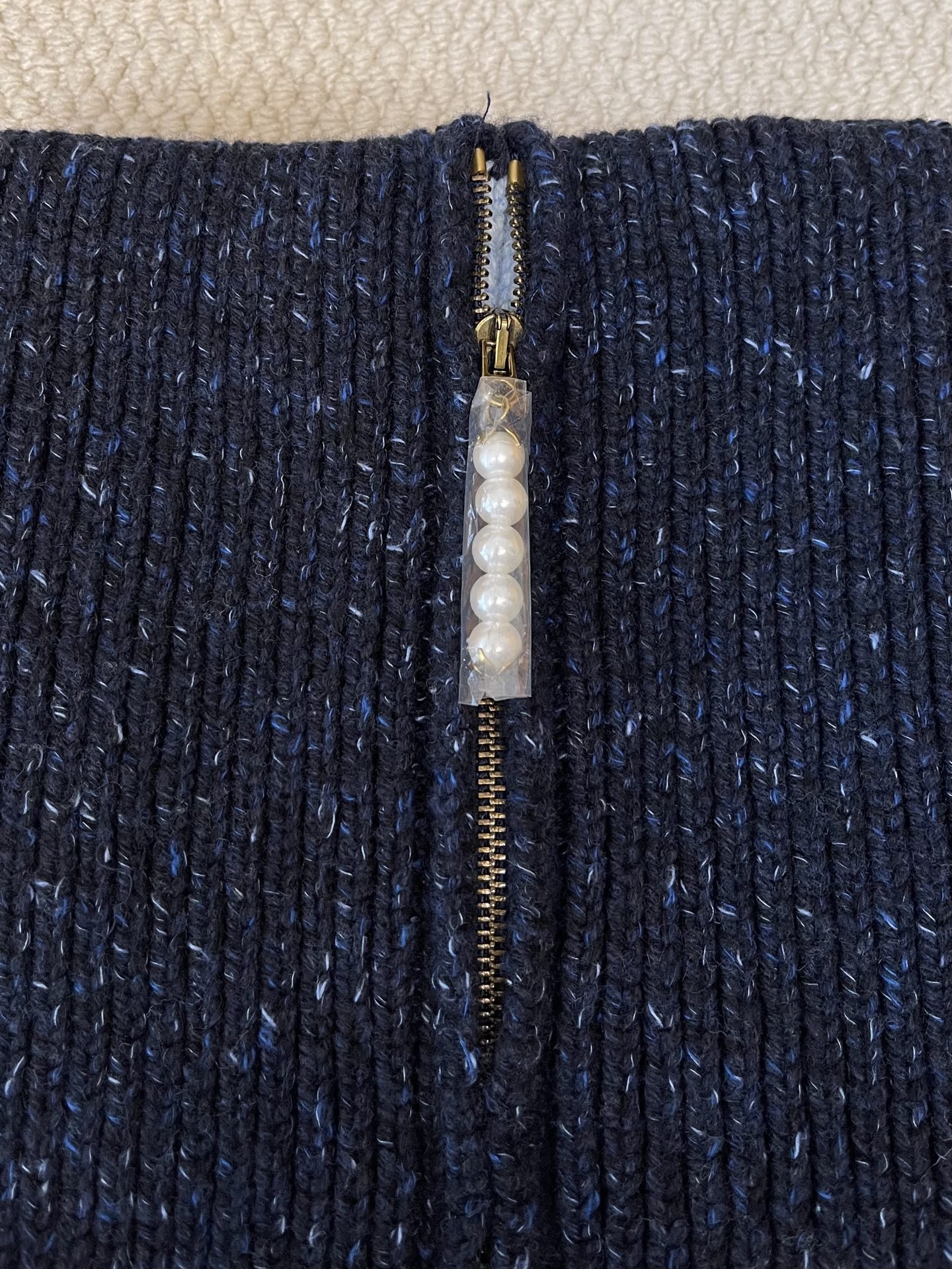 Large Monogram Chevron-Hem Zip Cardigan — product photograph