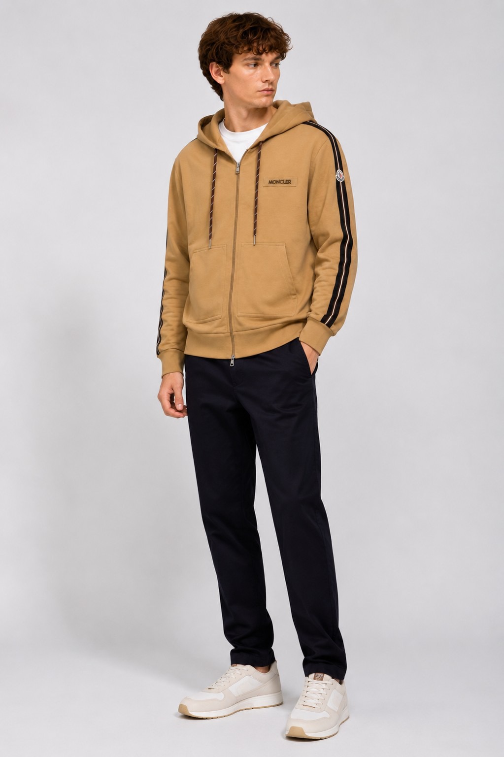 Sleeve-Stripe Zip Hoodie — product photograph