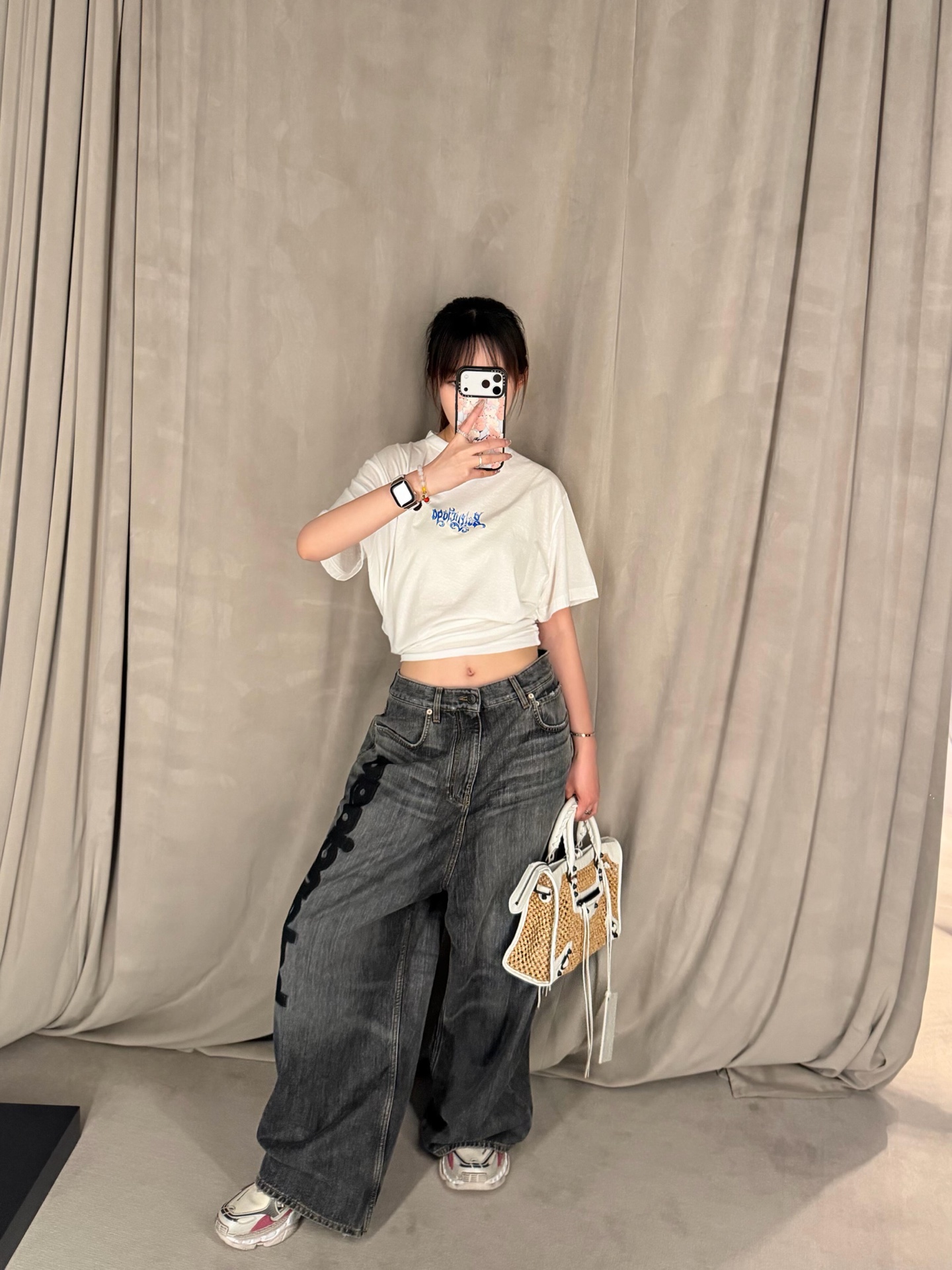 Side-Wordmark Wide-Leg Jeans — product photograph