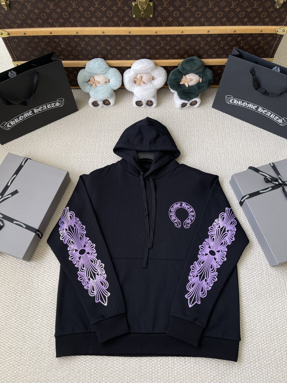 Purple-Graphic Pullover Hoodie — product photograph