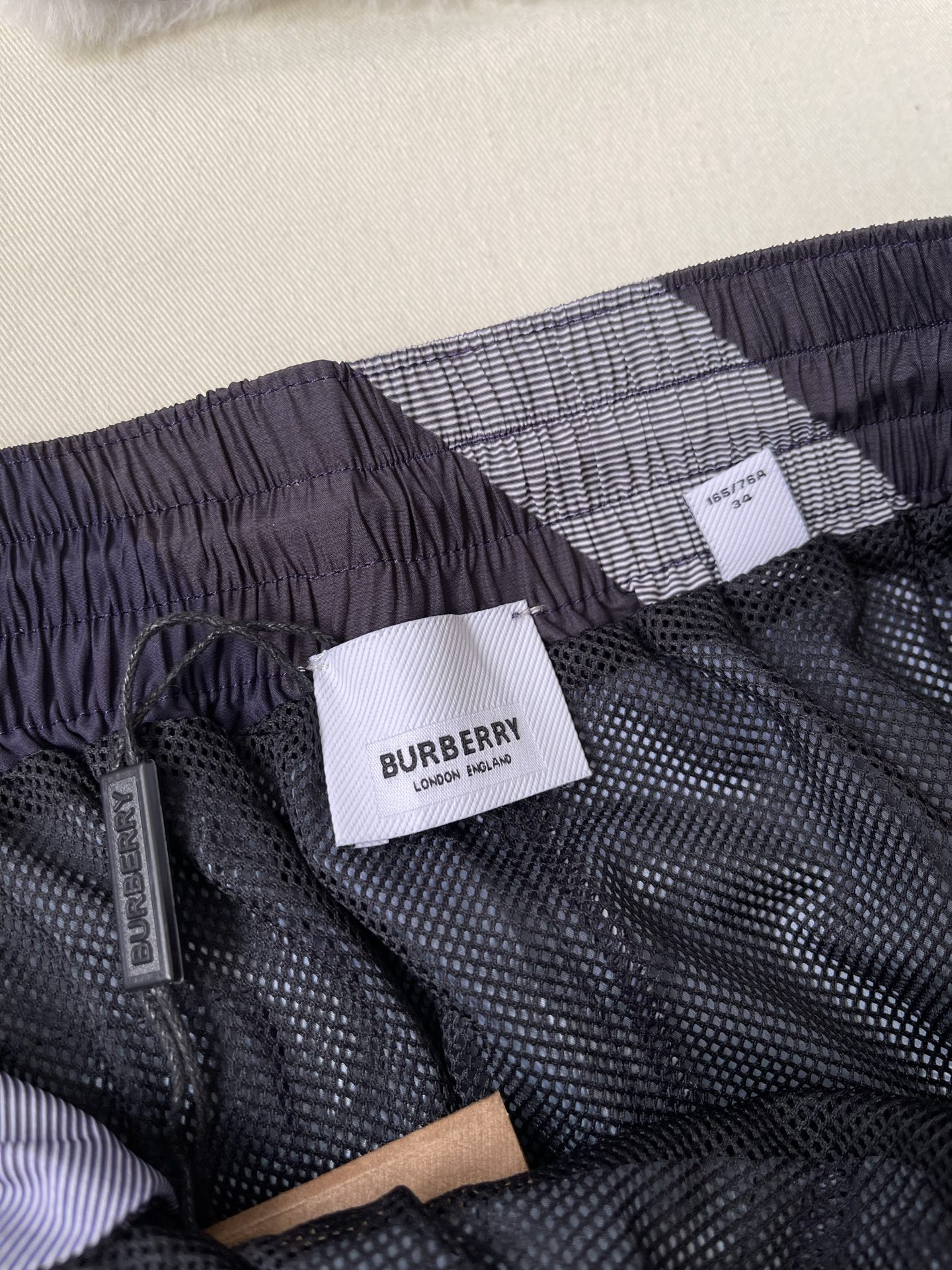 Dark Check Drawstring Shorts — product photograph