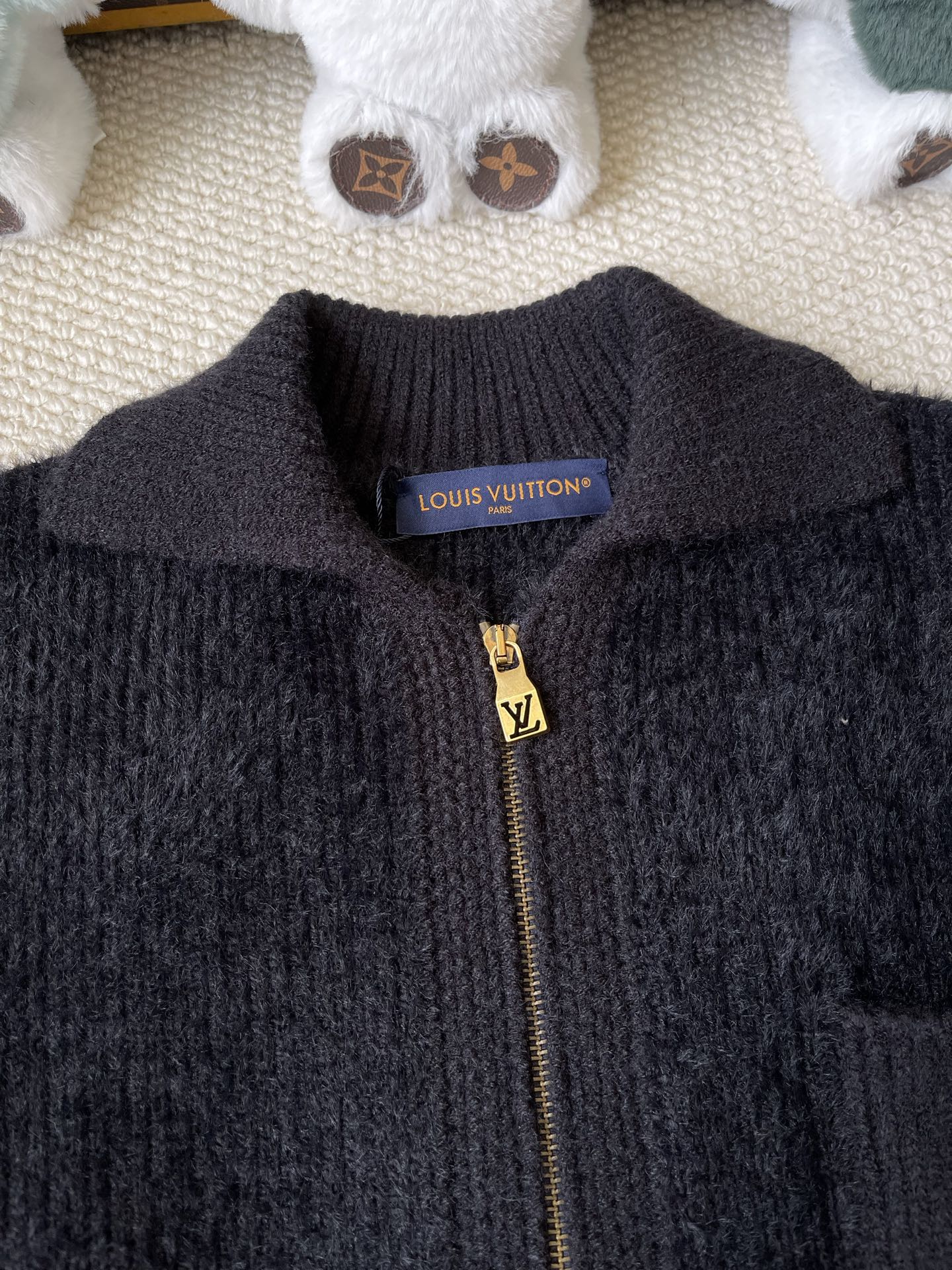 Contrast-Panel Zip Cardigan — product photograph