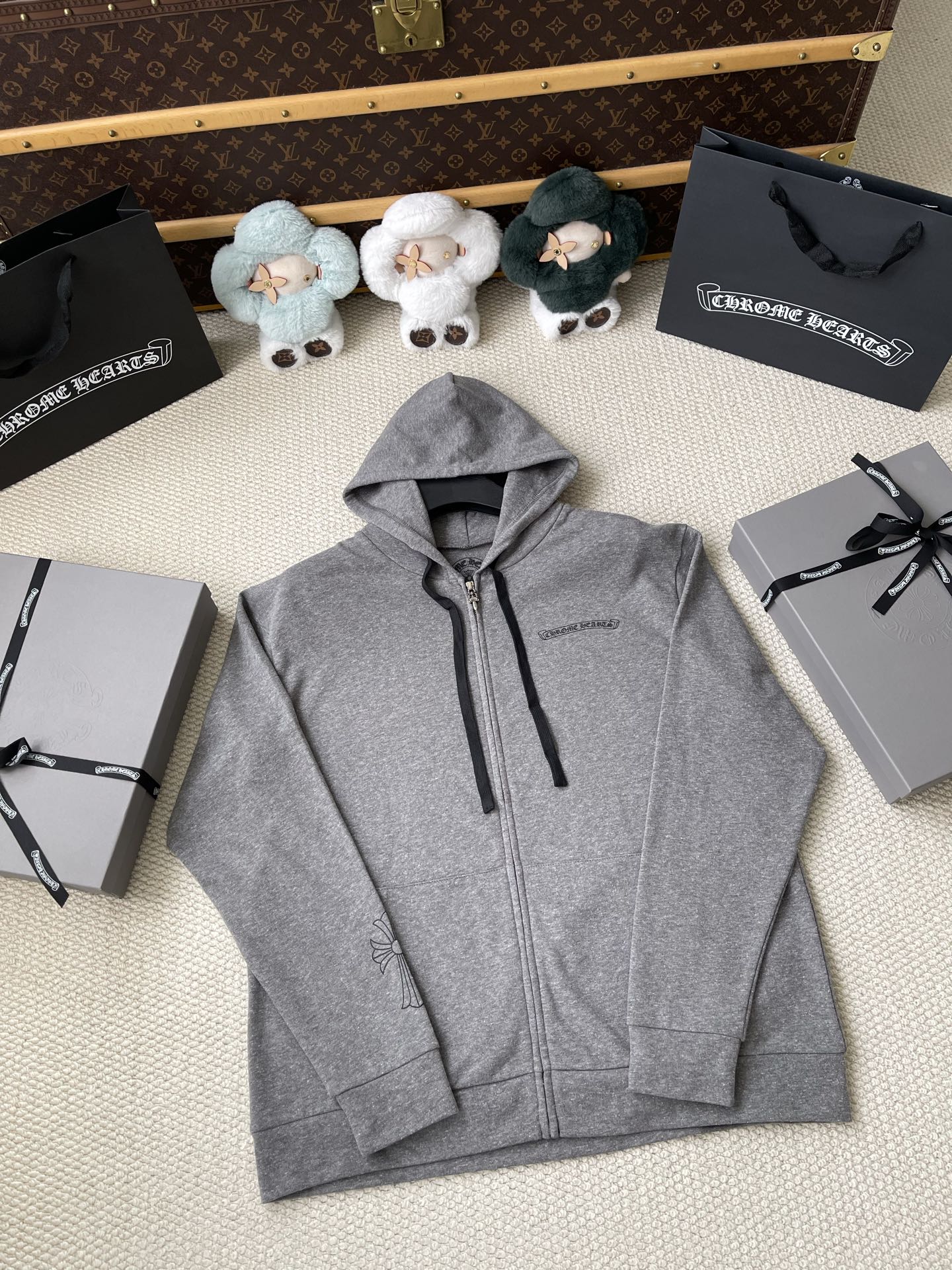 Layered Cross-Back Zip Hoodie — product photograph