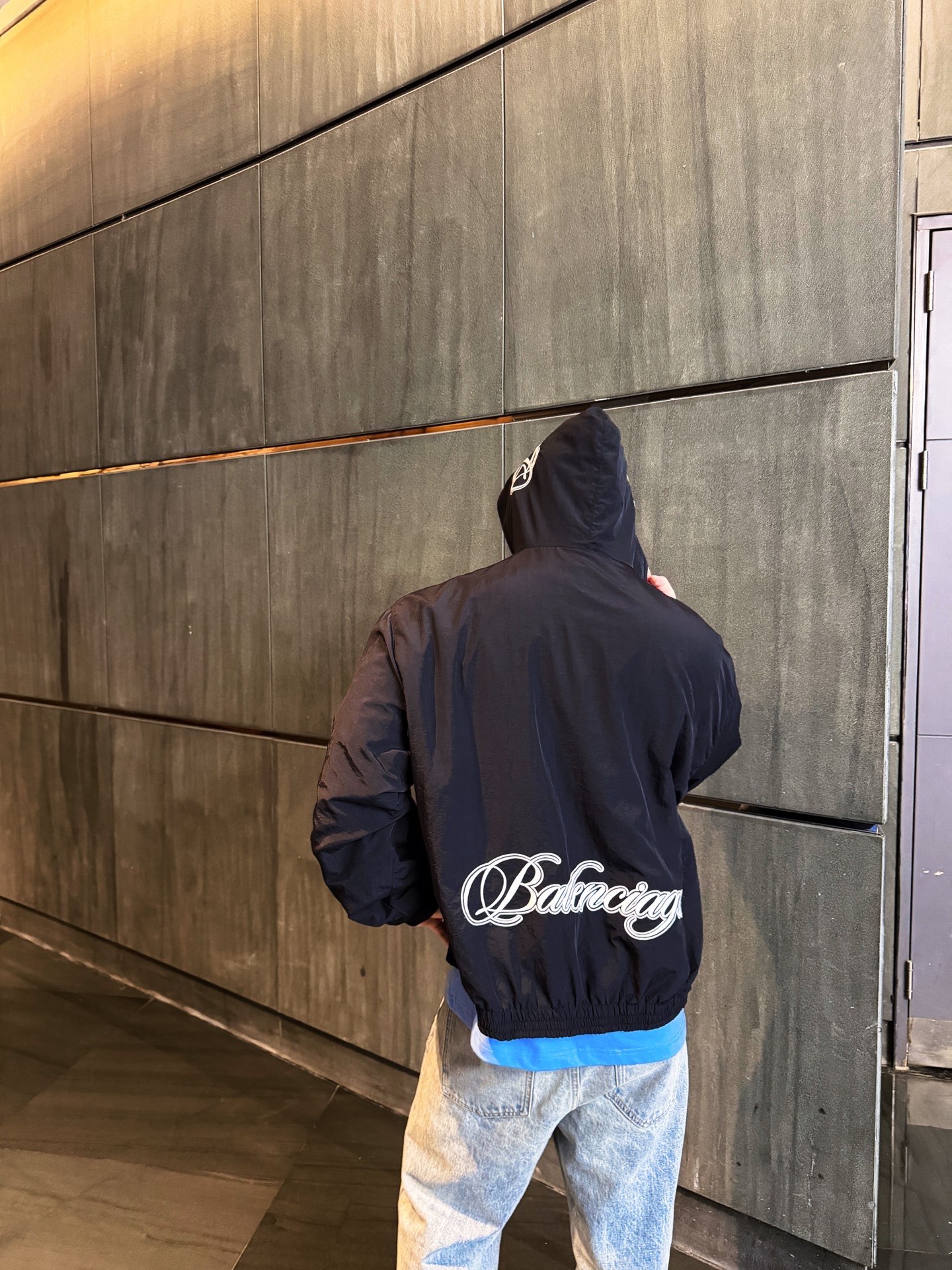 Paris-Script Hooded Windbreaker — product photograph