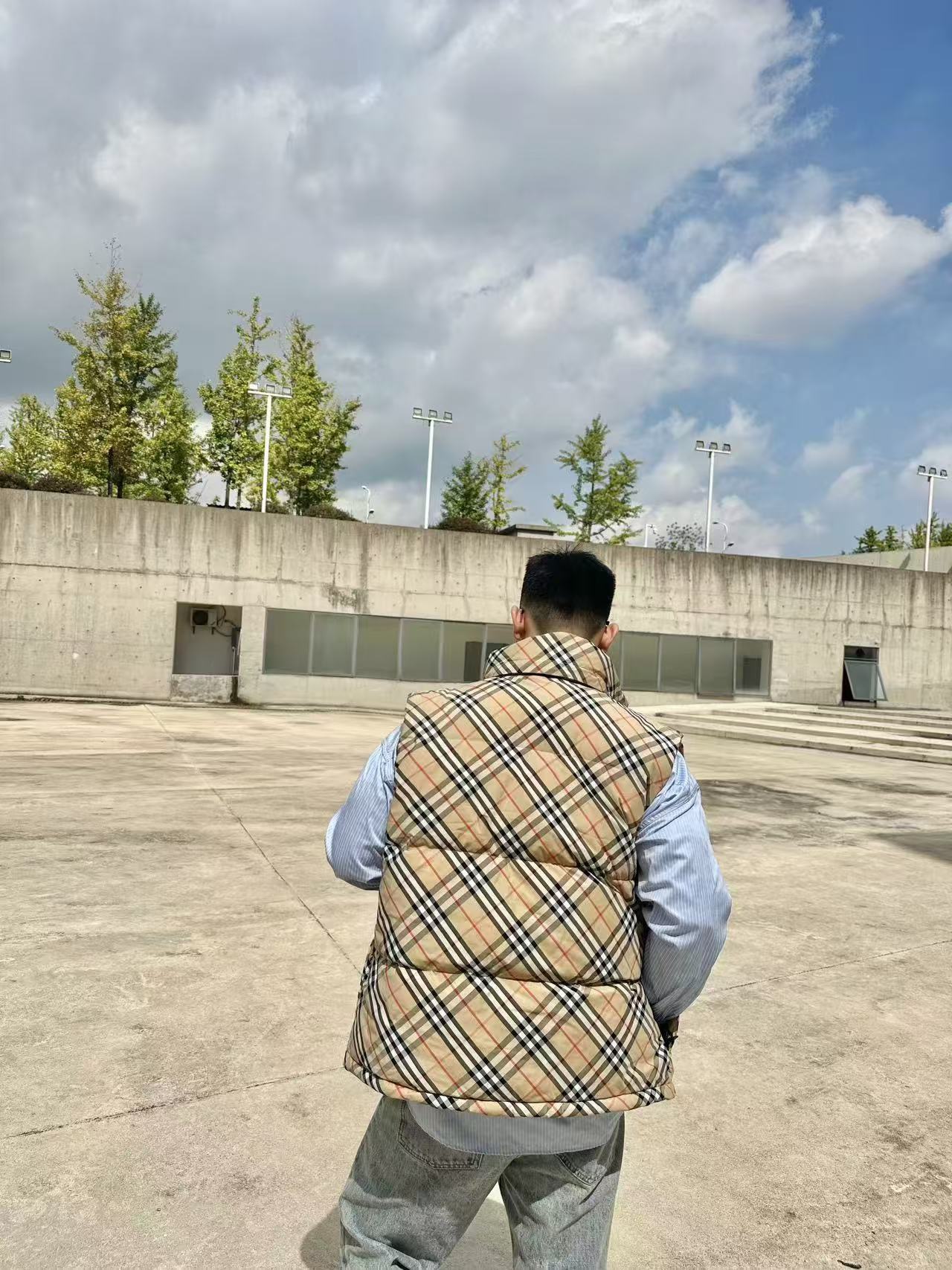 Classic-Check Zip-Front Vest — product photograph