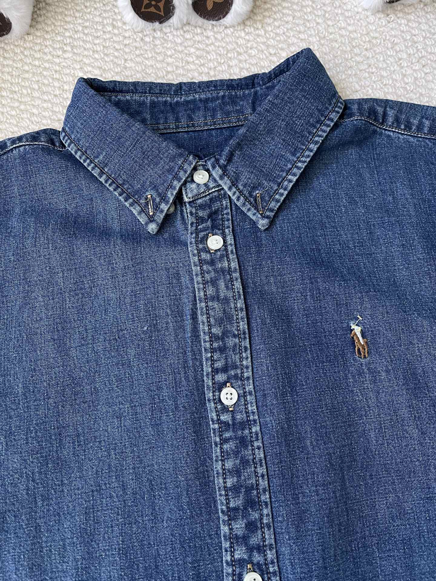 Pony-Embroidered Denim Shirt — product photograph