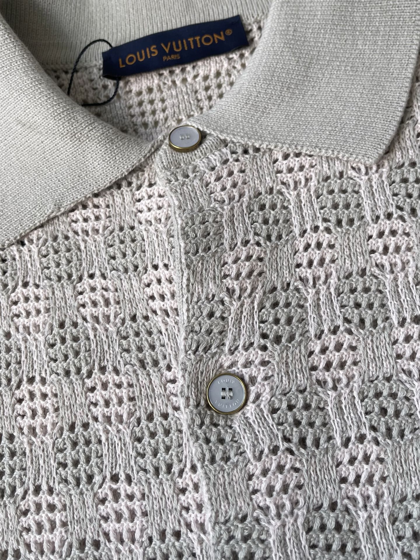 Openwork Check Short-Sleeve Polo — product photograph