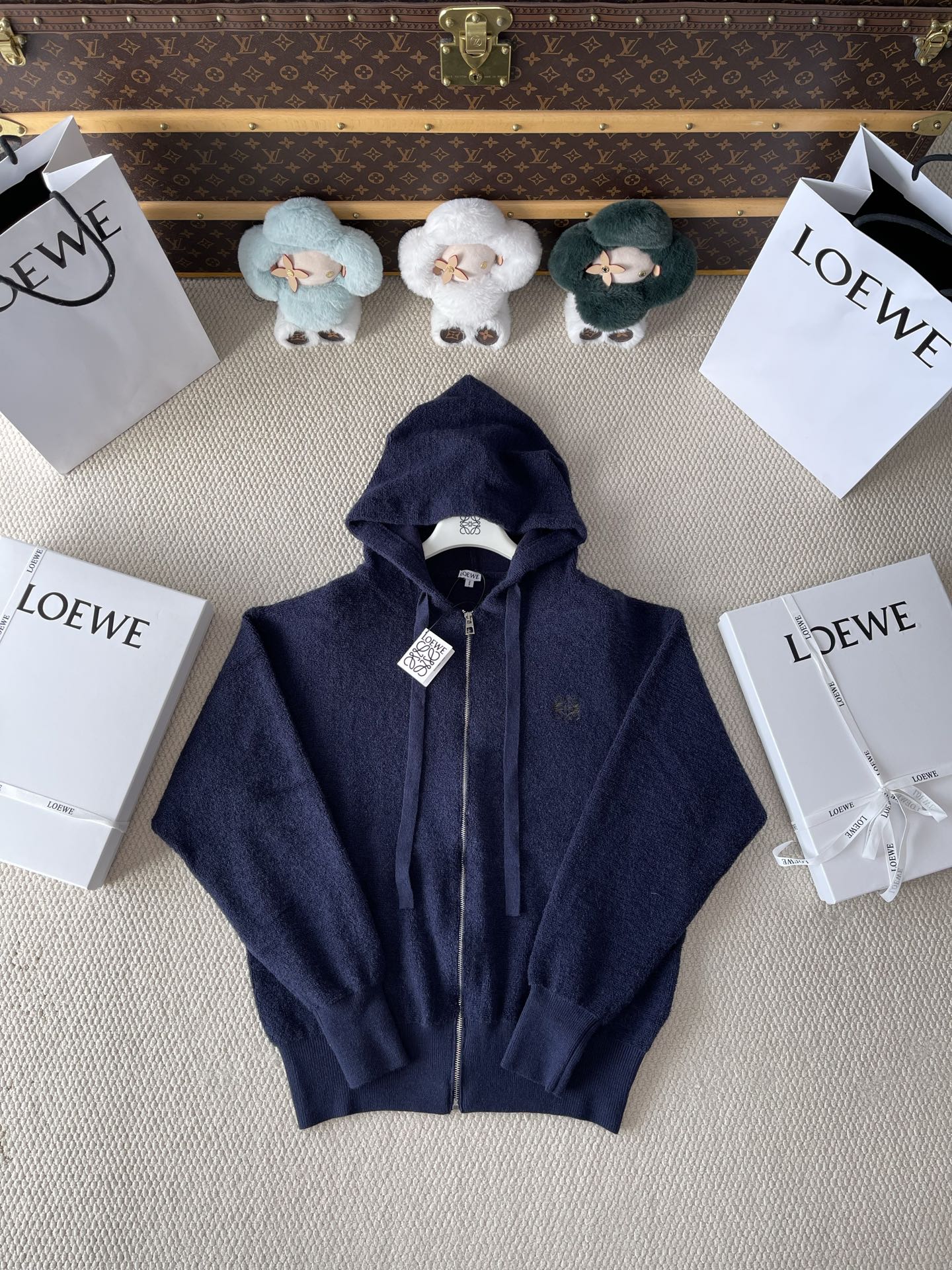 Textured Anagram Zip-Up Hoodie — product photograph