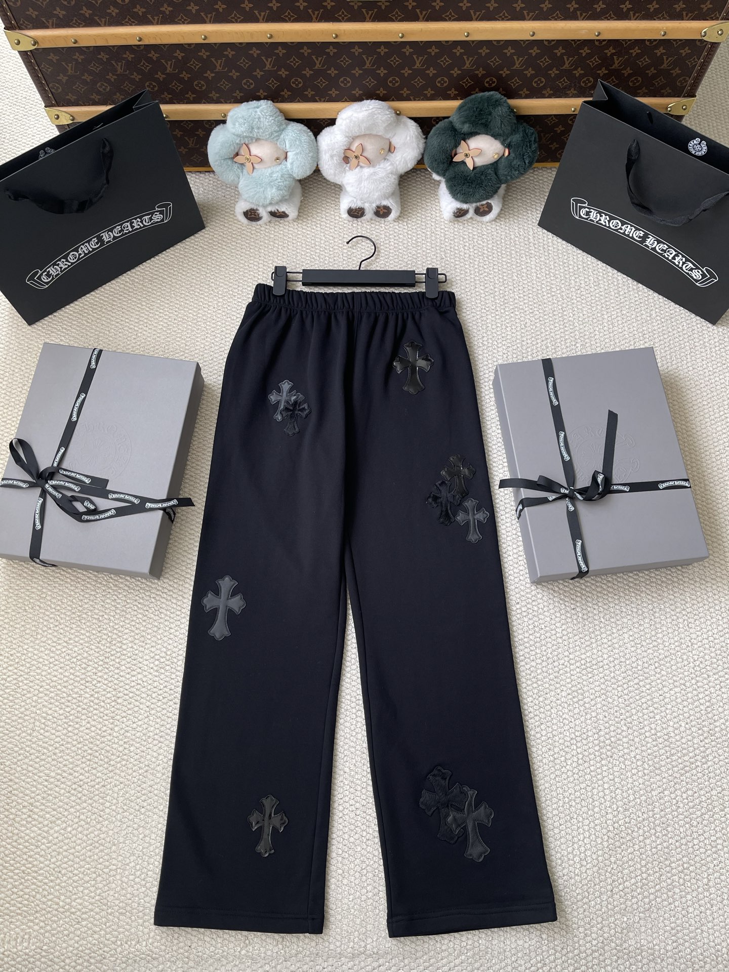 Cross-Motif Drawstring Trousers — product photograph
