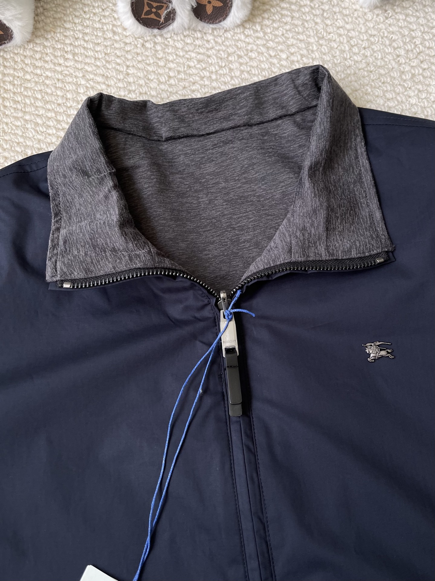 Contrast-Collar Horse-Logo Blouson — product photograph