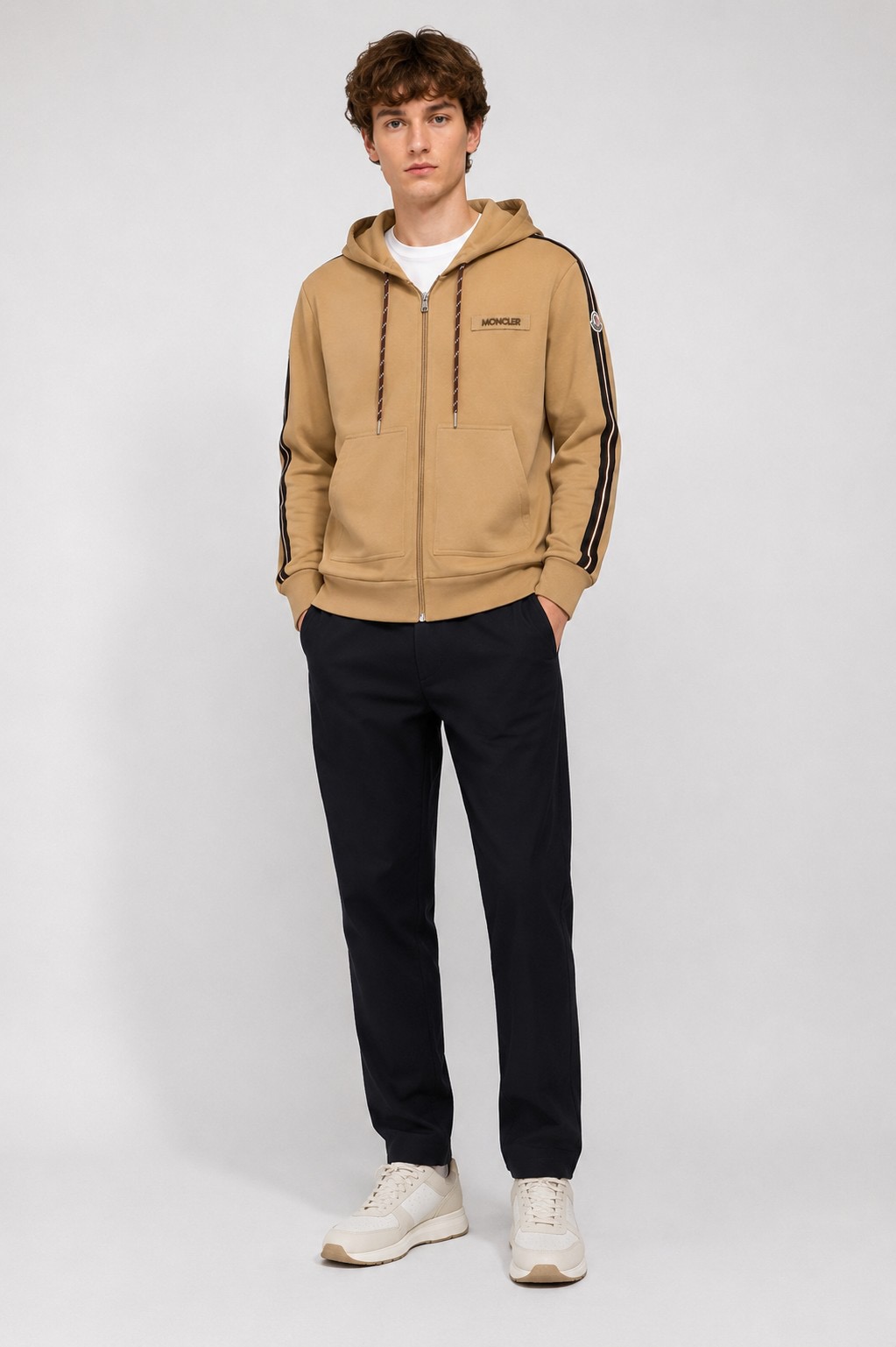 Sleeve-Stripe Zip Hoodie — product photograph