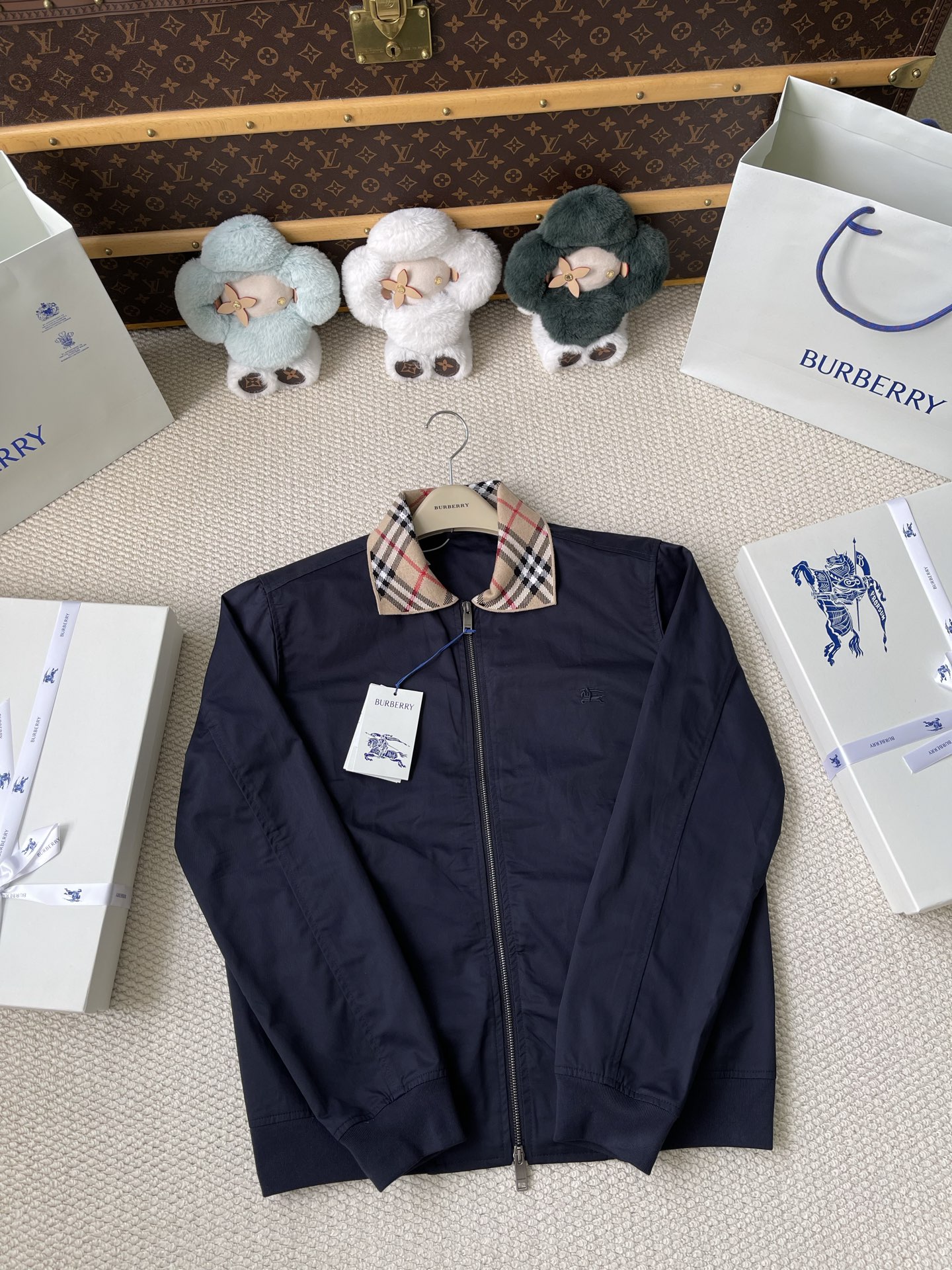 Check-Collar Zip Jacket — product photograph