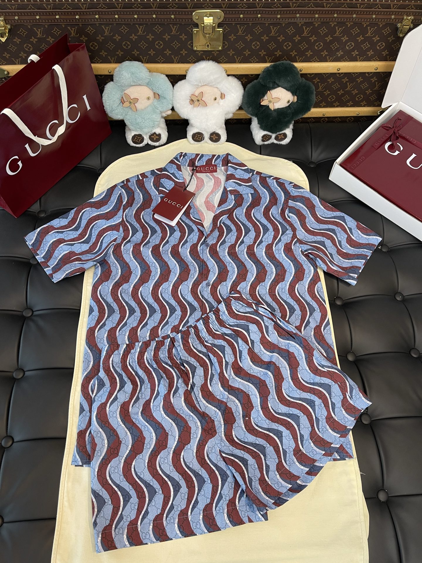 Wavy-Print Shirt and Shorts — shorts and shirt front photograph