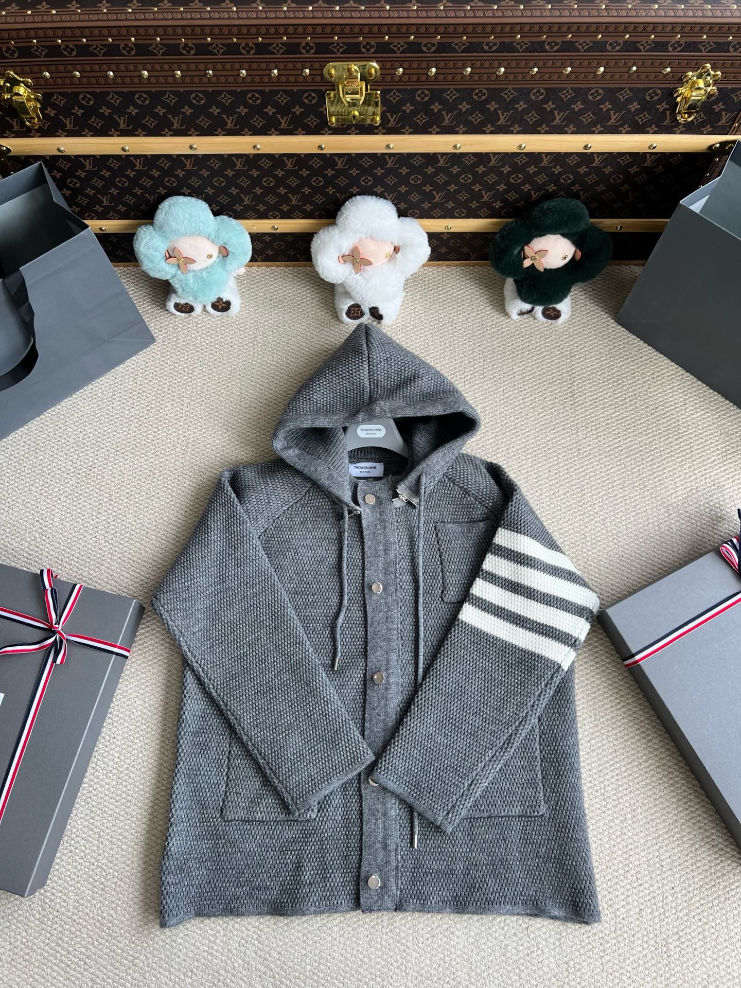 Four-Bar Longline Knit Zip Hoodie — product photograph