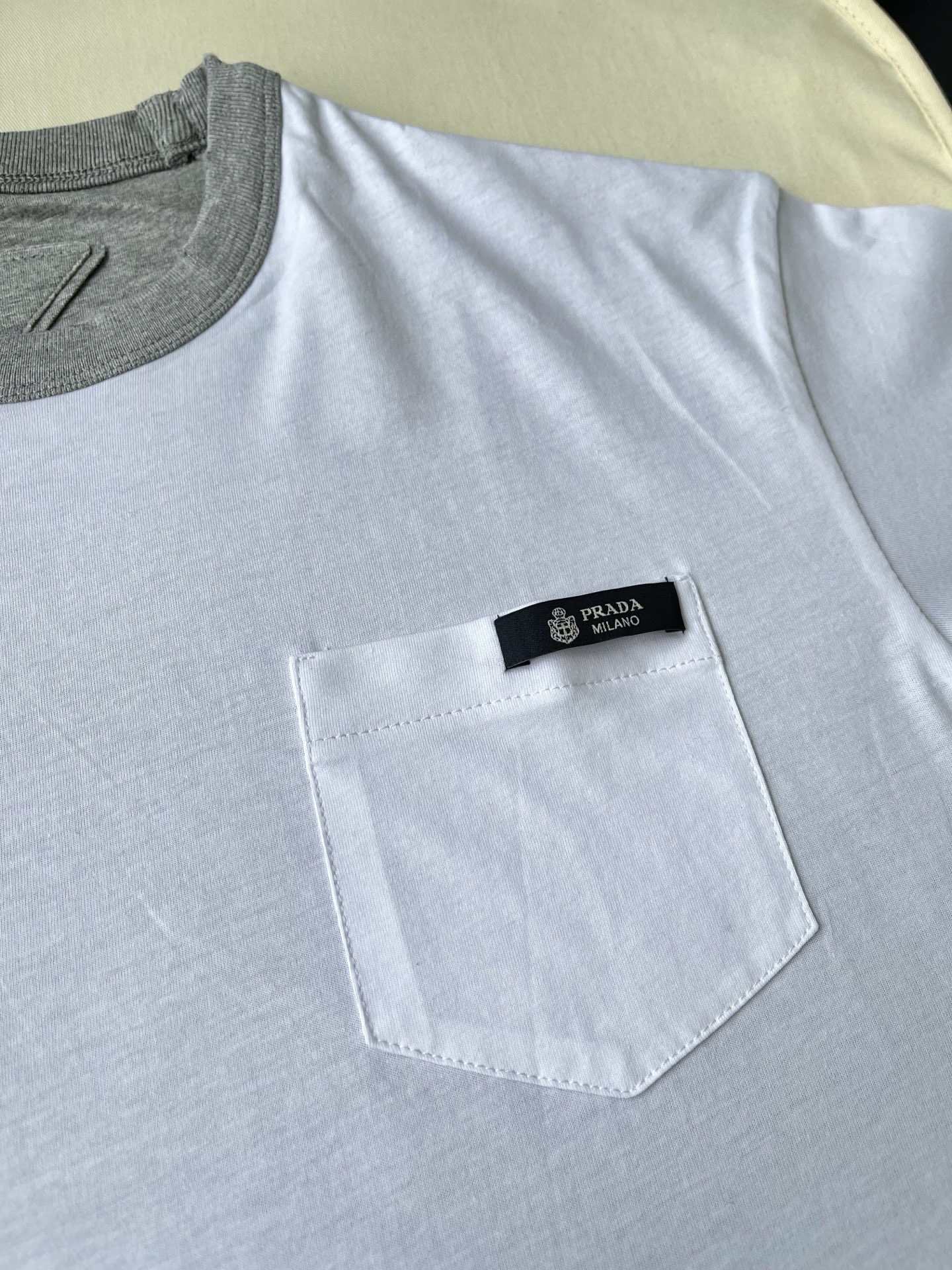Contrast-Neck Pocket T-Shirt — product photograph