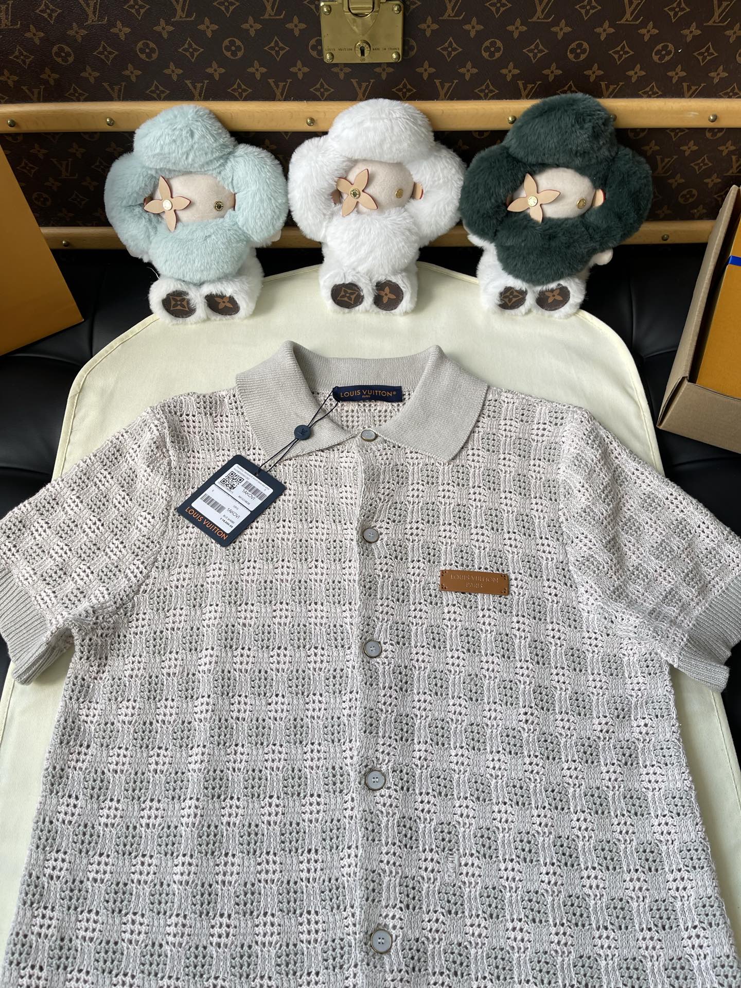 Openwork Check Short-Sleeve Polo — product photograph
