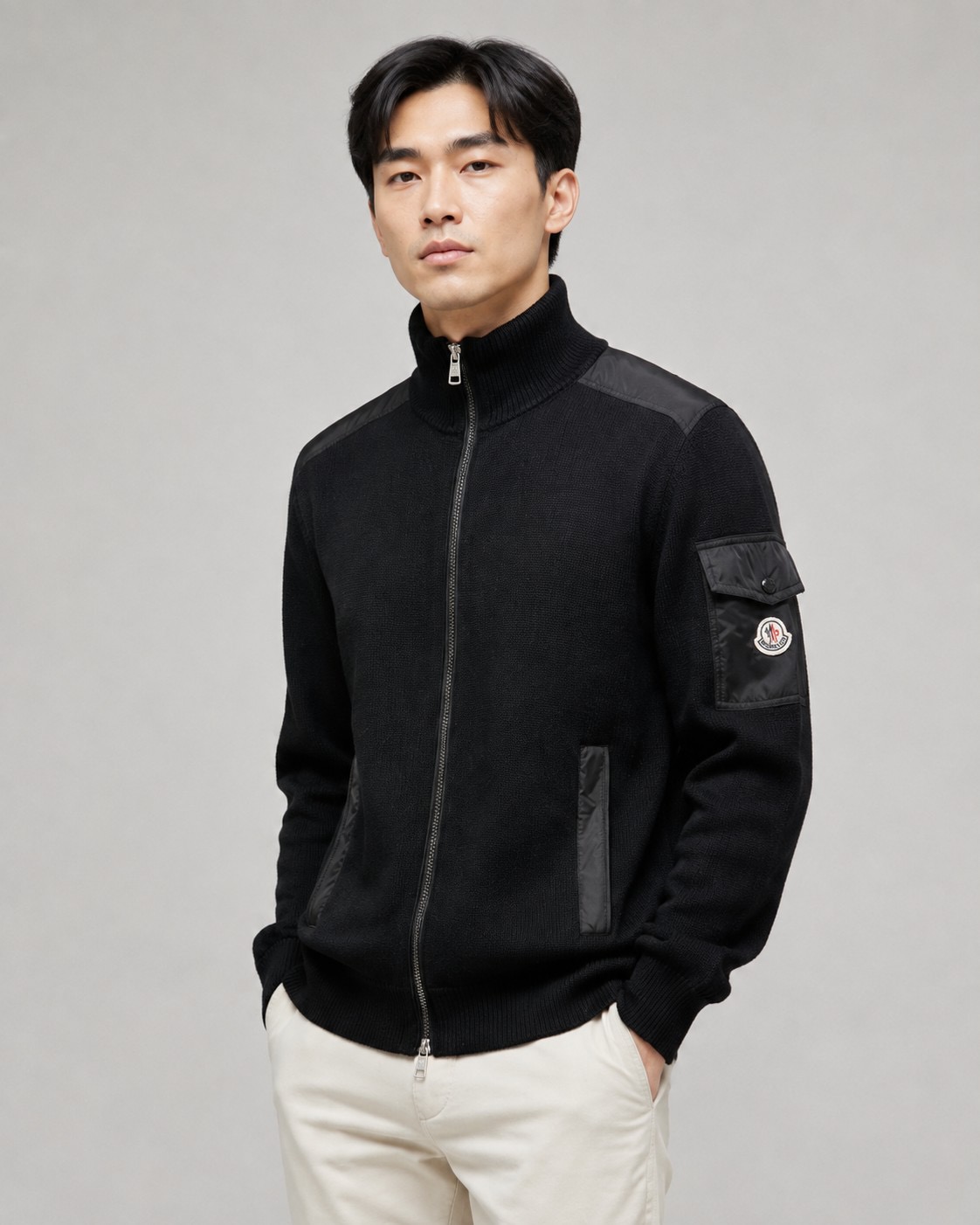 Sleeve-Pocket Zip Cardigan — product photograph