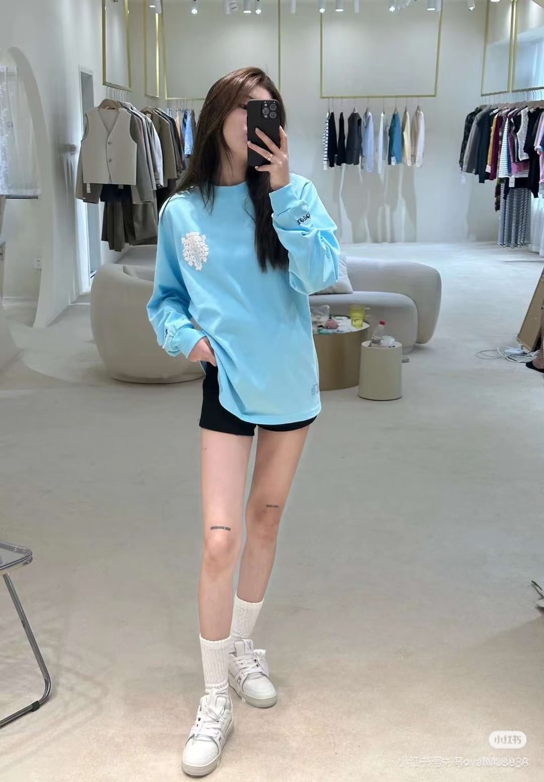 Floral Cross-Back Long-Sleeve T-Shirt — product photograph