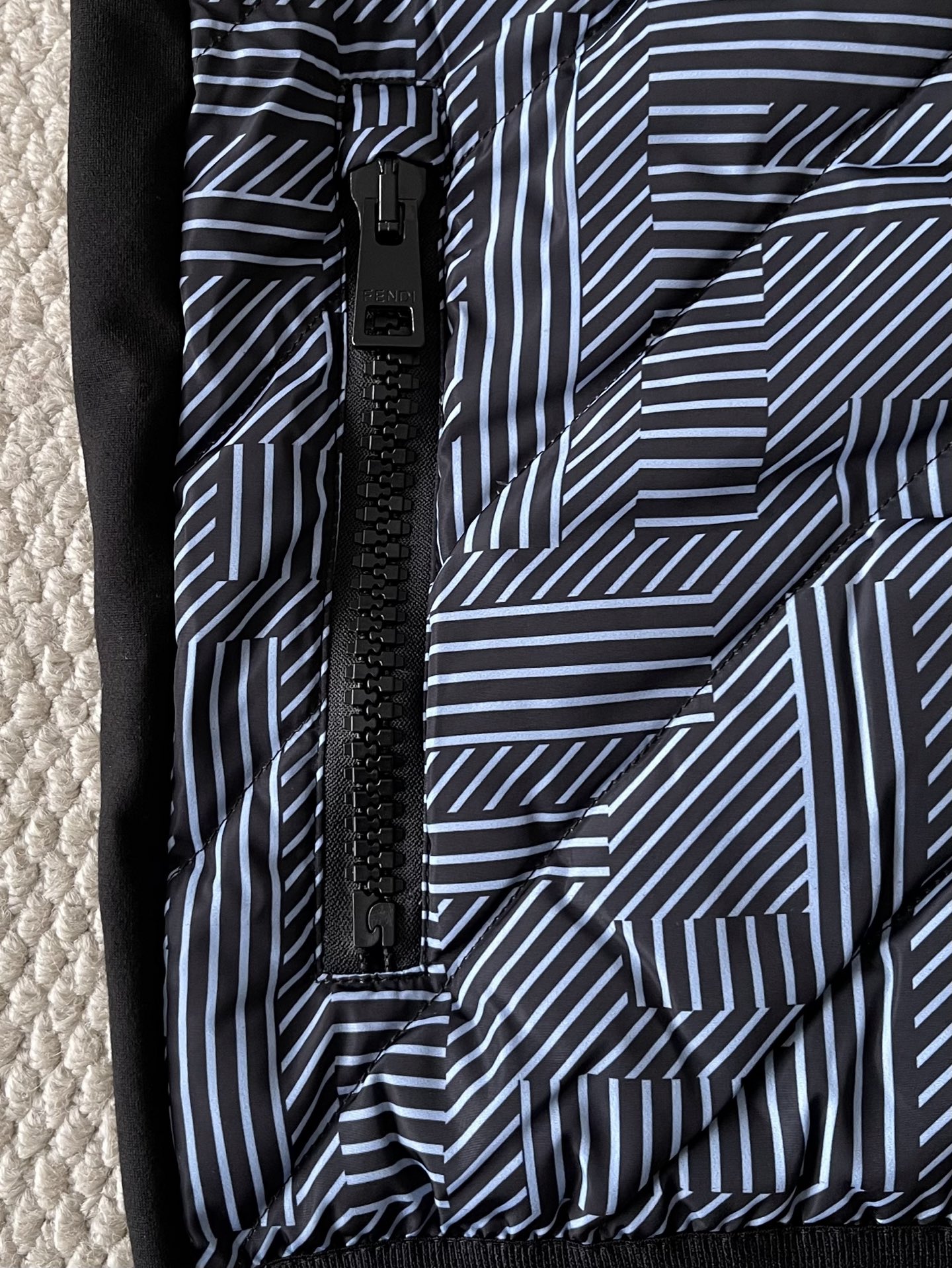 Geometric-Panel Hooded Padded Jacket — product photograph