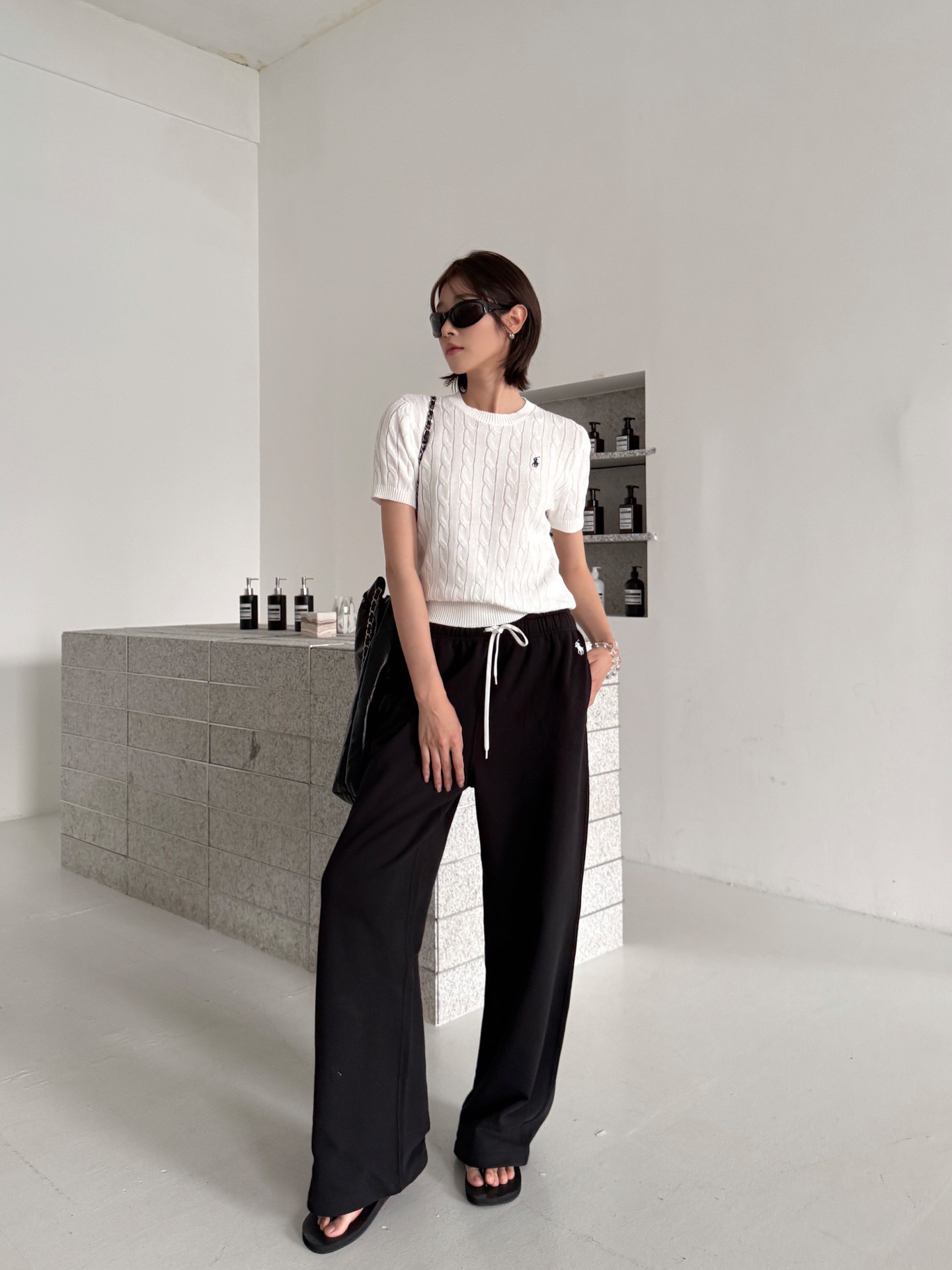 Pony-Embroidered Wide-Leg Sweatpants — product photograph