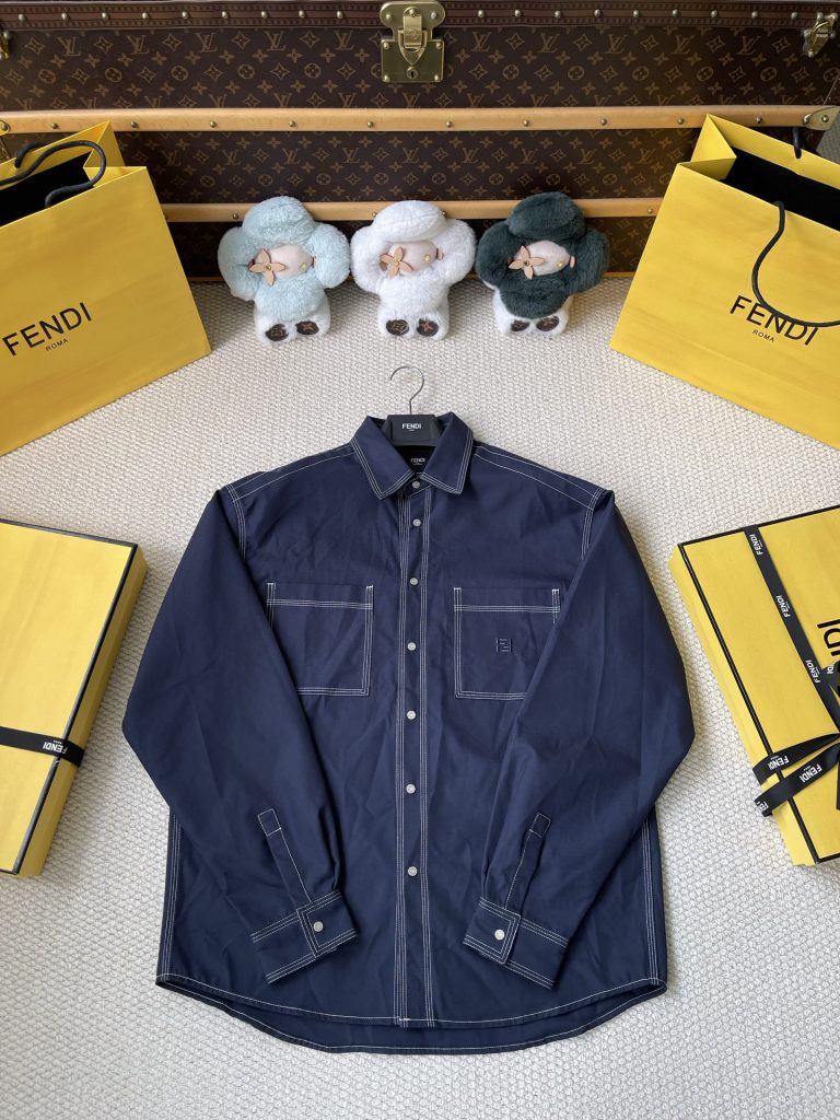 Contrast-Stitch Twin-Pocket Shirt — product photograph