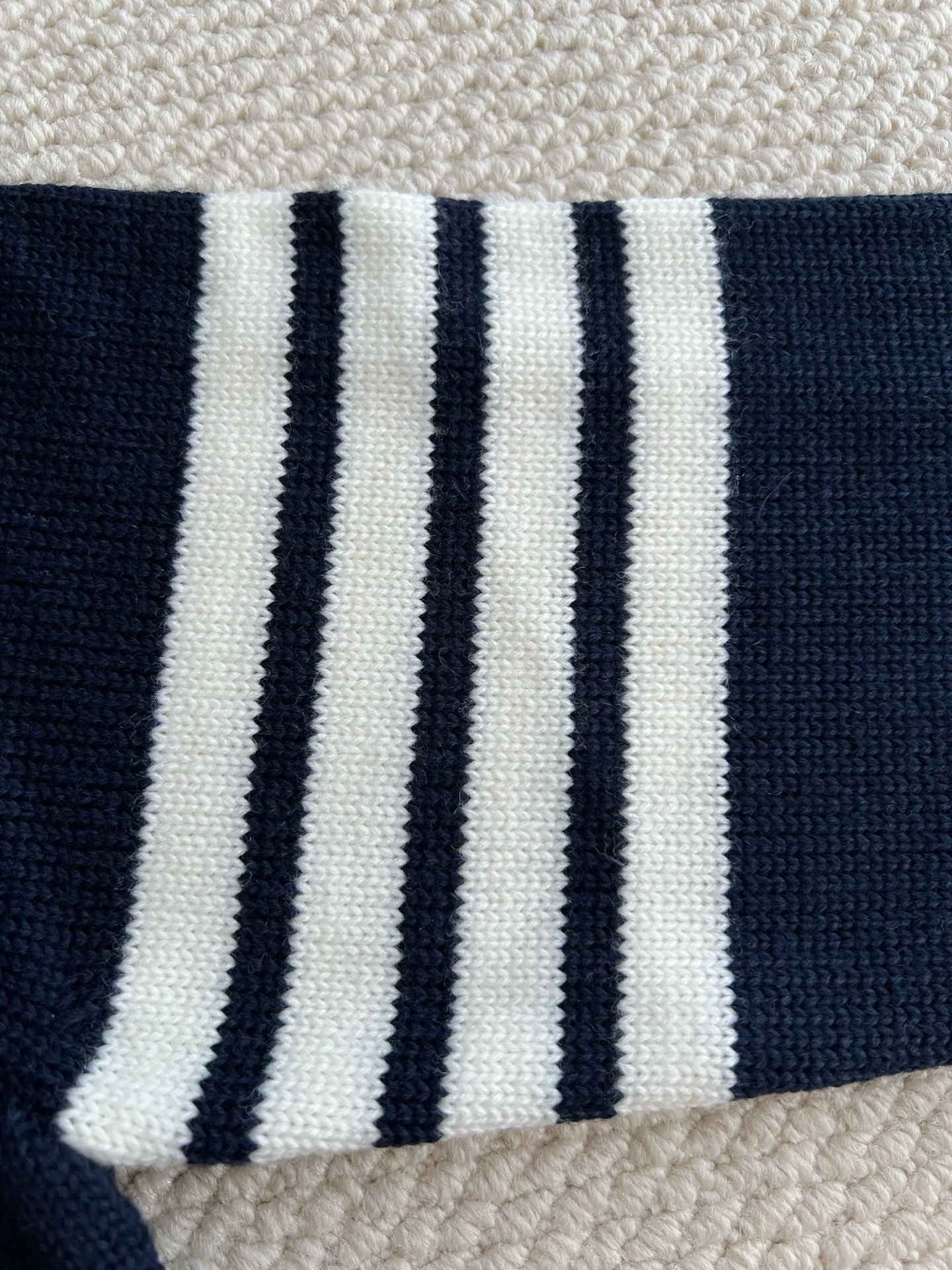 Glass-Motif Four-Bar Crewneck Sweater — product photograph