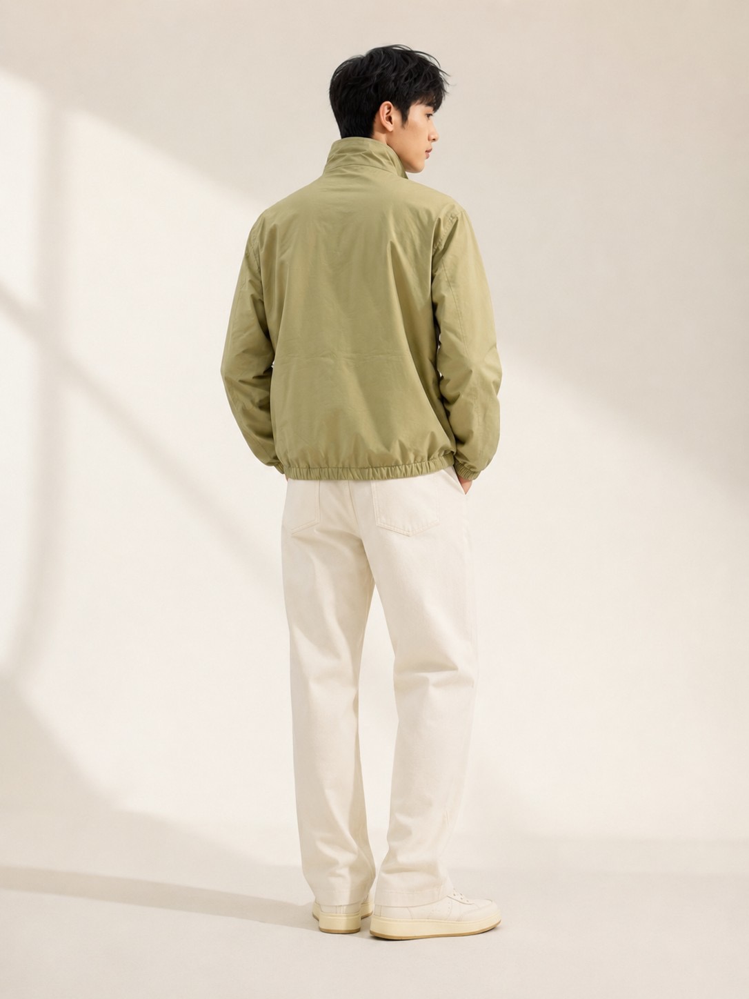 Contrast-Collar Horse-Logo Blouson — product photograph