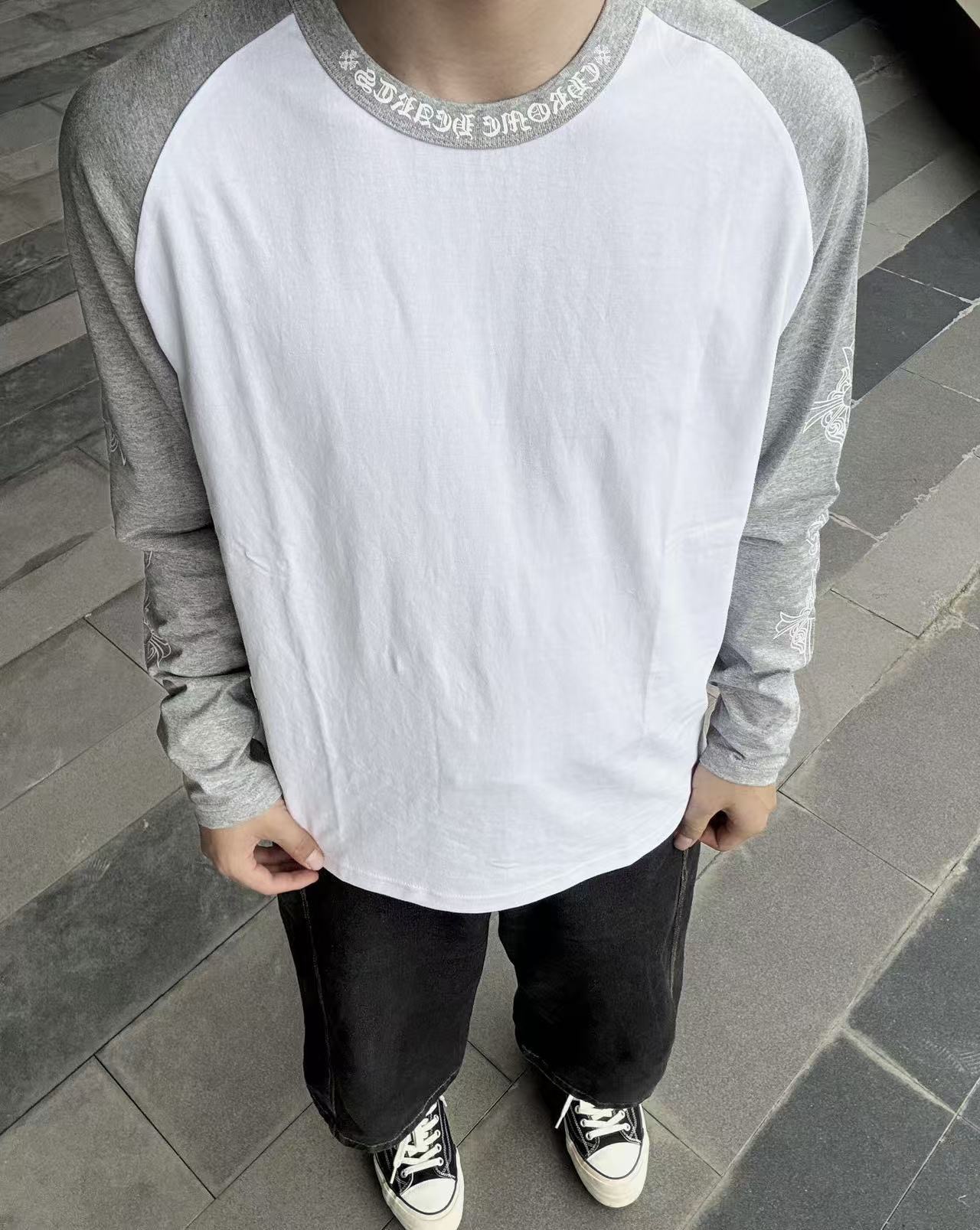 Cross-Print Raglan Long-Sleeve T-Shirt — product photograph