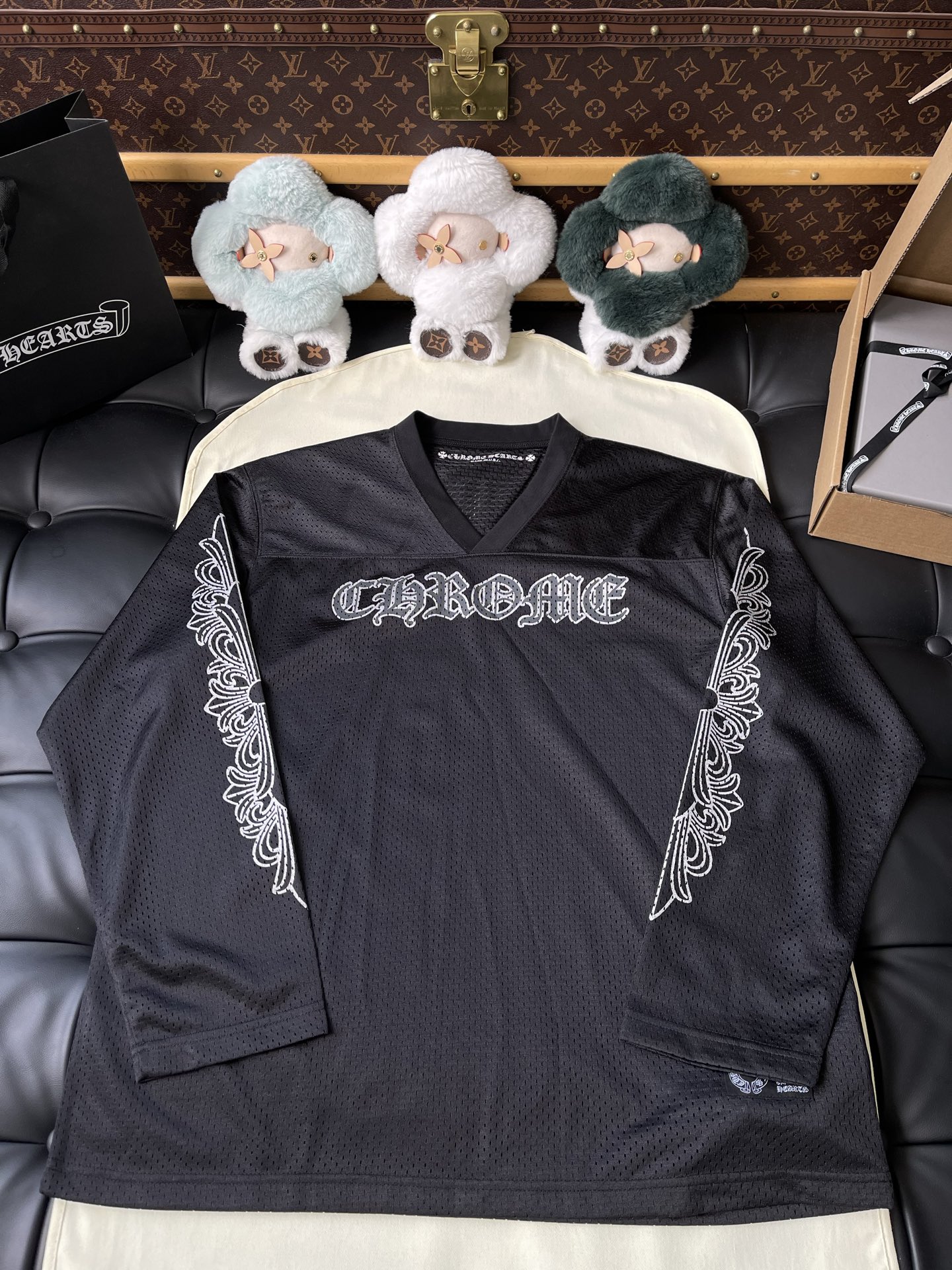 Gothic Logo V-Neck Mesh Top — product photograph