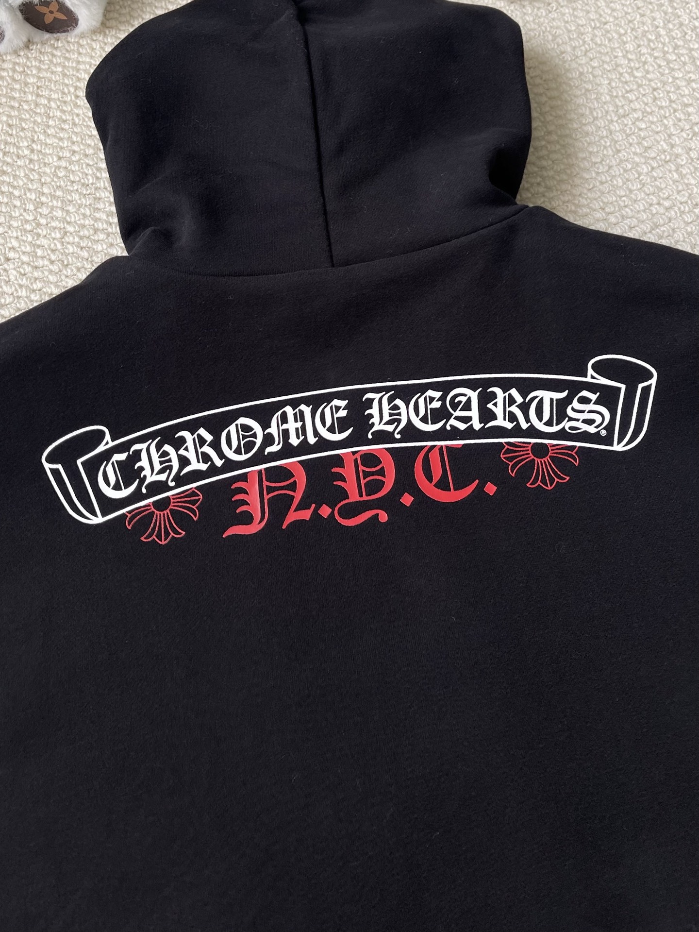 Floral-Sleeve Logo Zip-Up Hoodie — product photograph