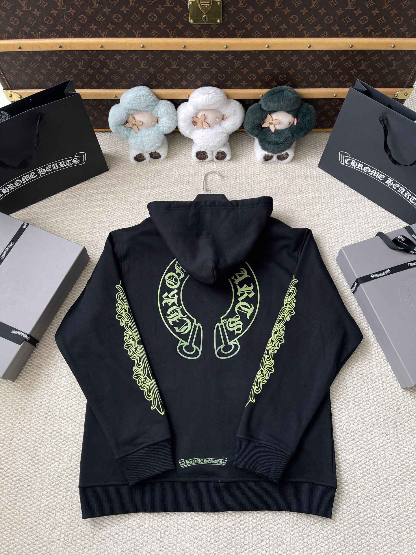 Lime Horseshoe Zip Hoodie — product photograph