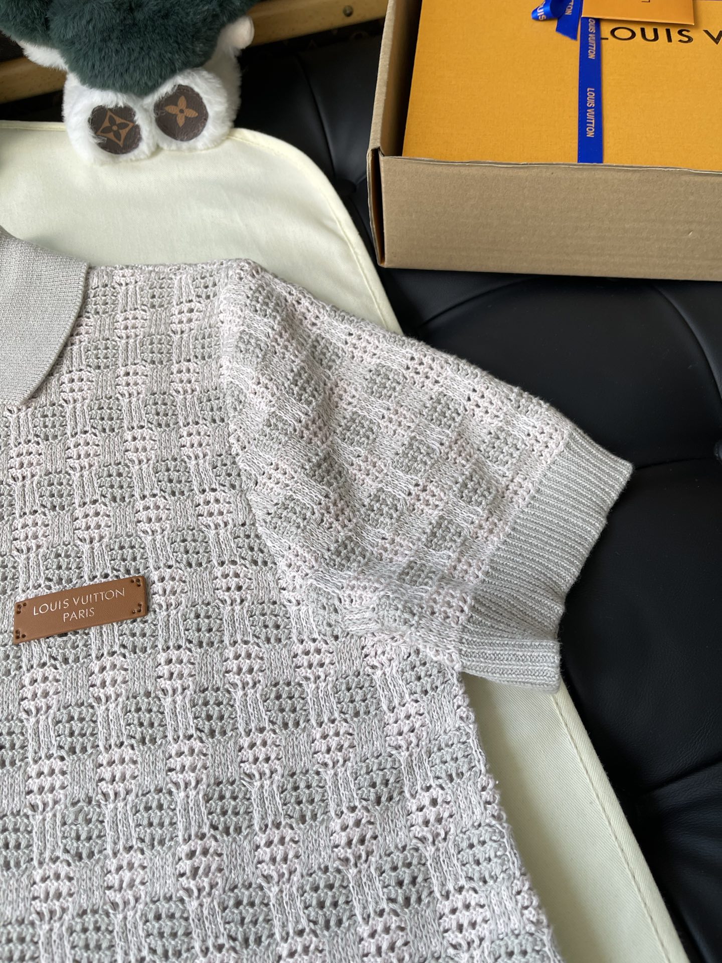 Openwork Check Short-Sleeve Polo — product photograph