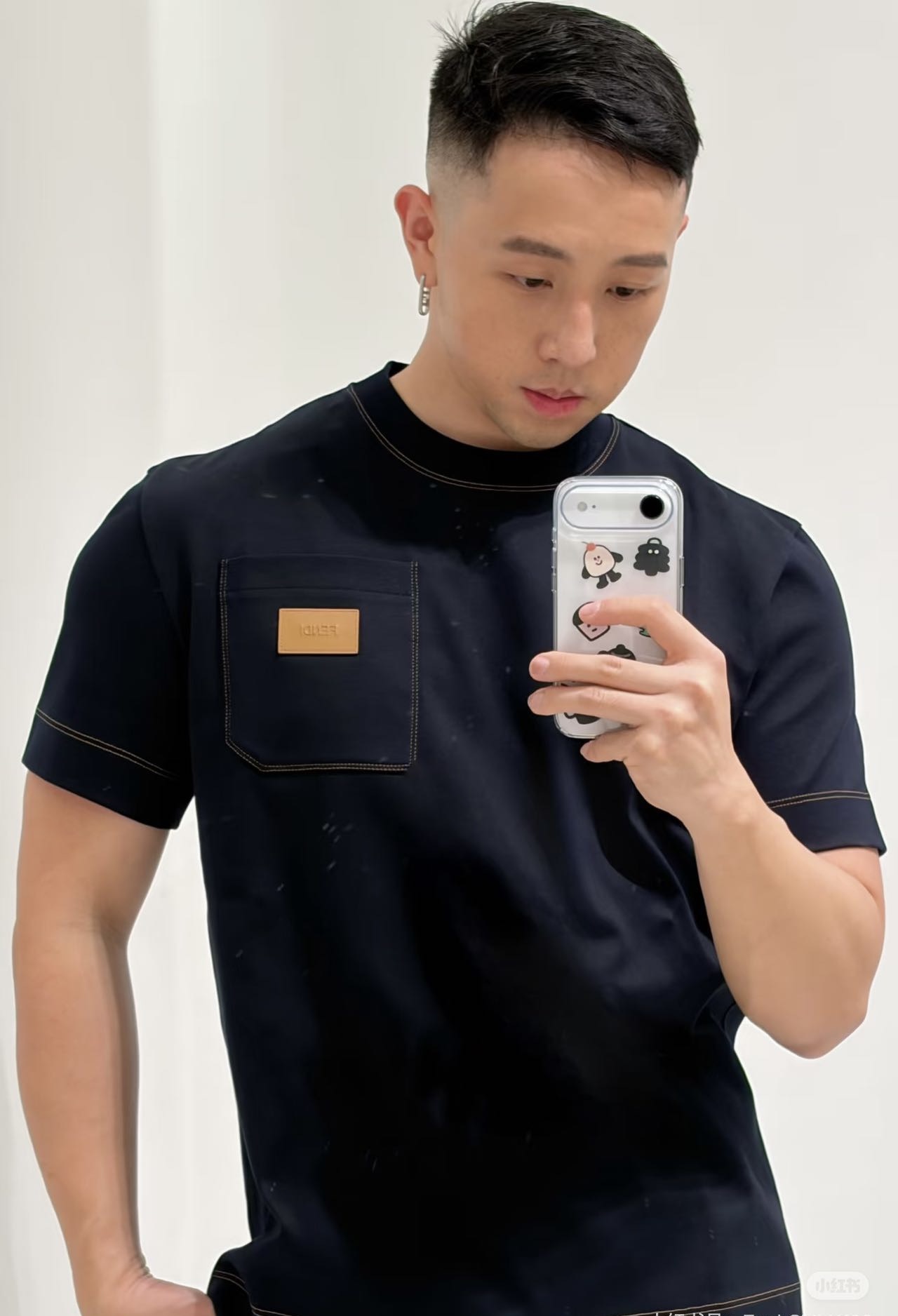 Contrast-Label Pocket T-Shirt — product photograph