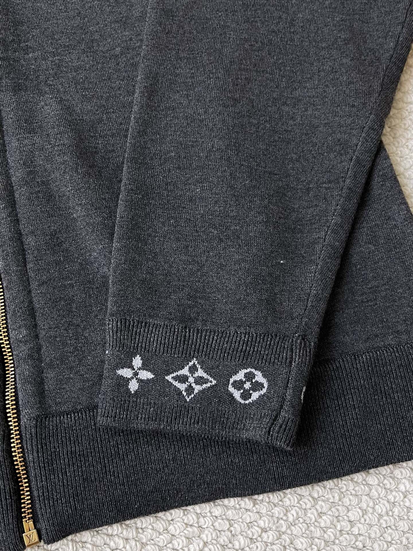 Monogram-Collar Zip-Up Cardigan — product photograph
